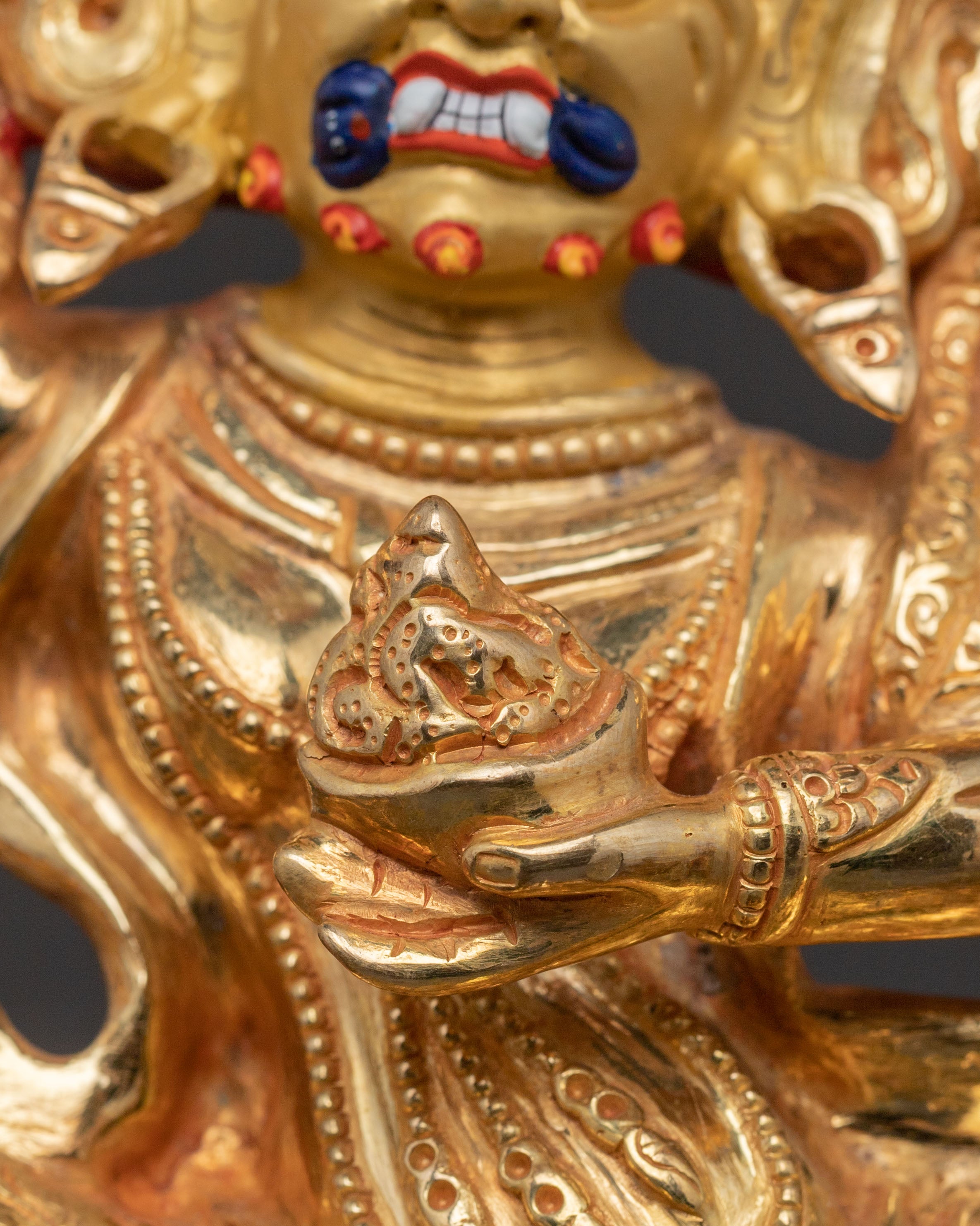 Palden Lhamo Wrathful Statue – Hand-Gilded Copper Art