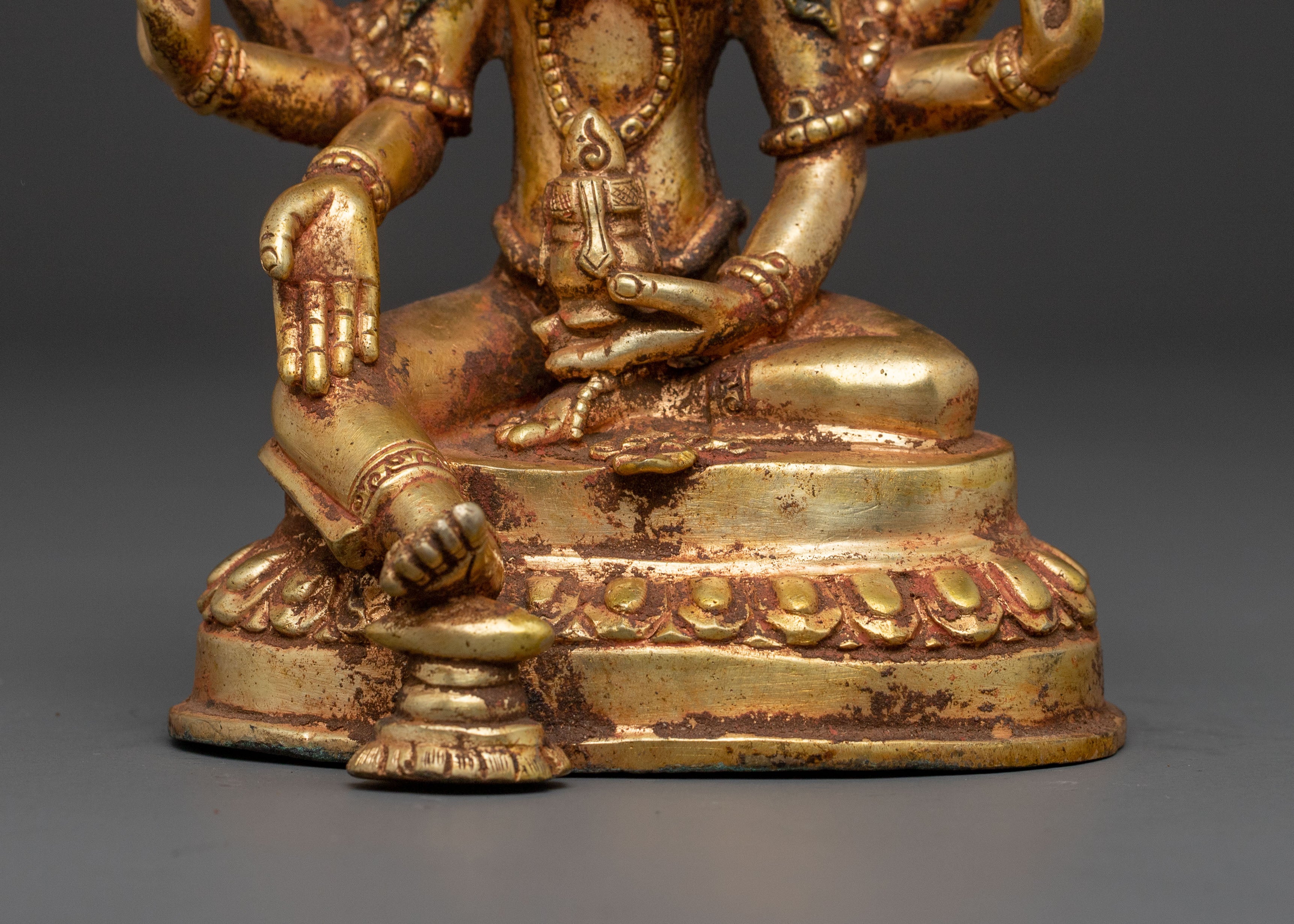 Vasudhara Statue: Antique Brass and Copper Elegance