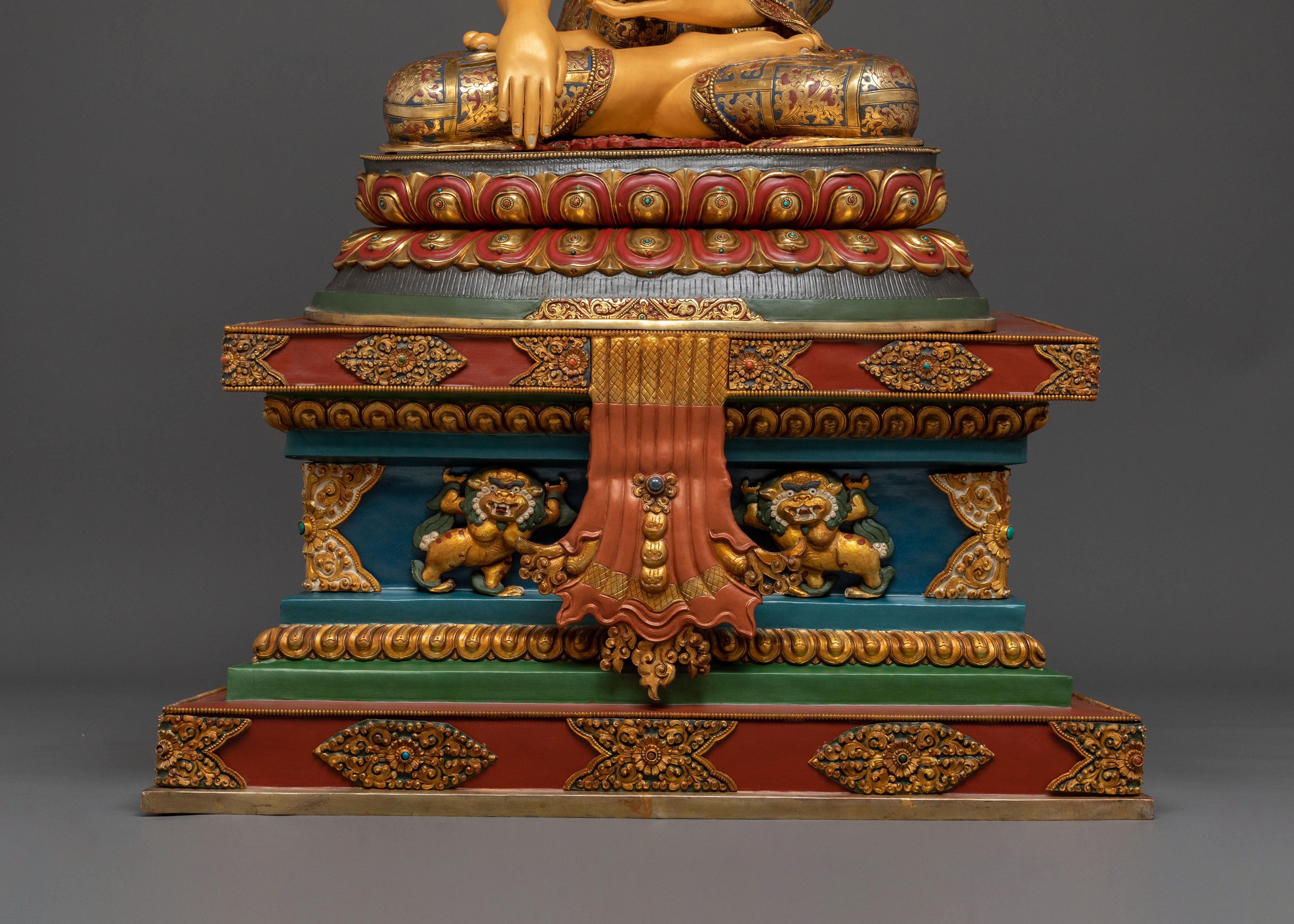 Shakyamuni Buddha Sacred Figurine on Throne | Home Decor
