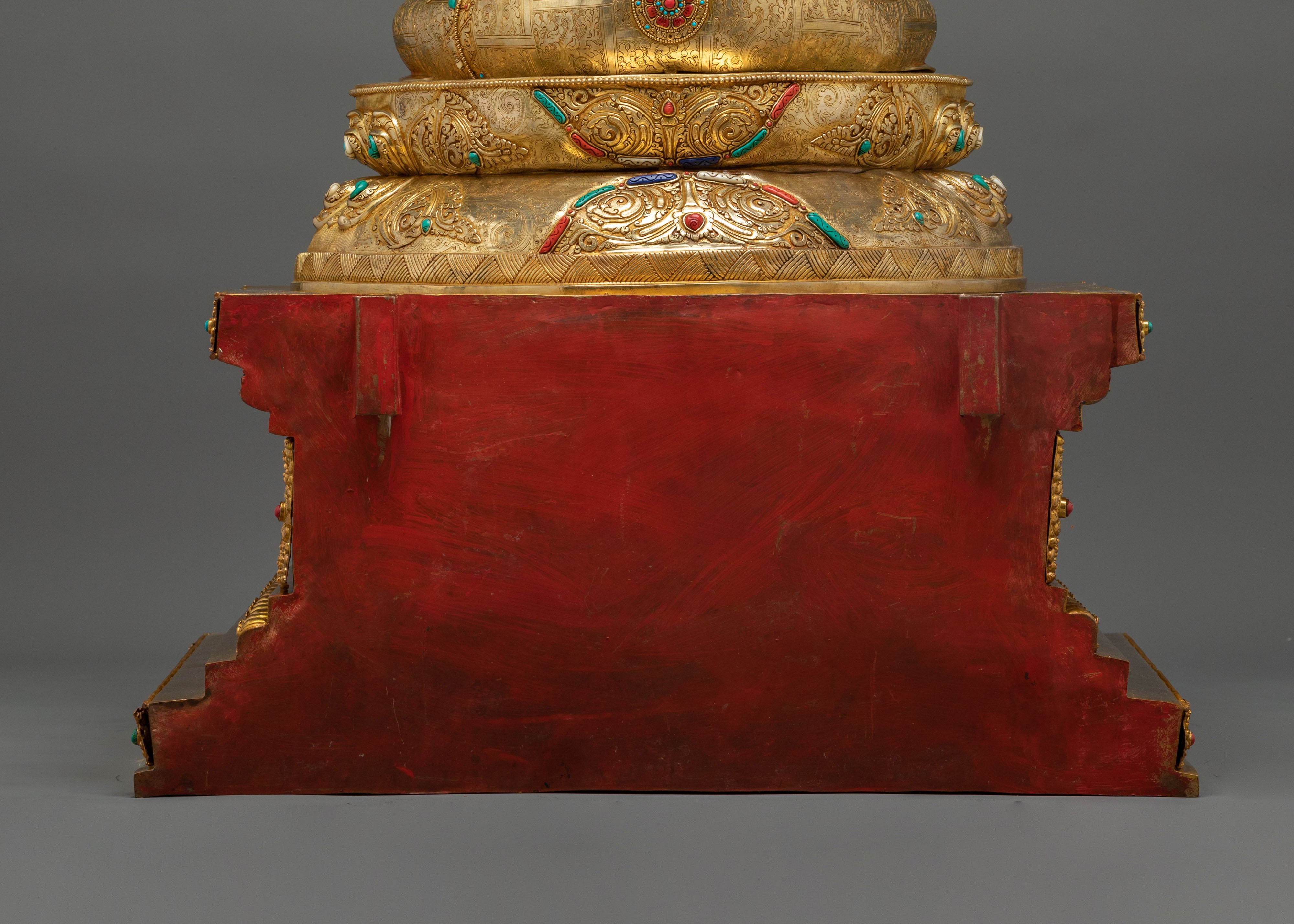 Tathagata Crown Shakyamuni Buddha on Throne Statue