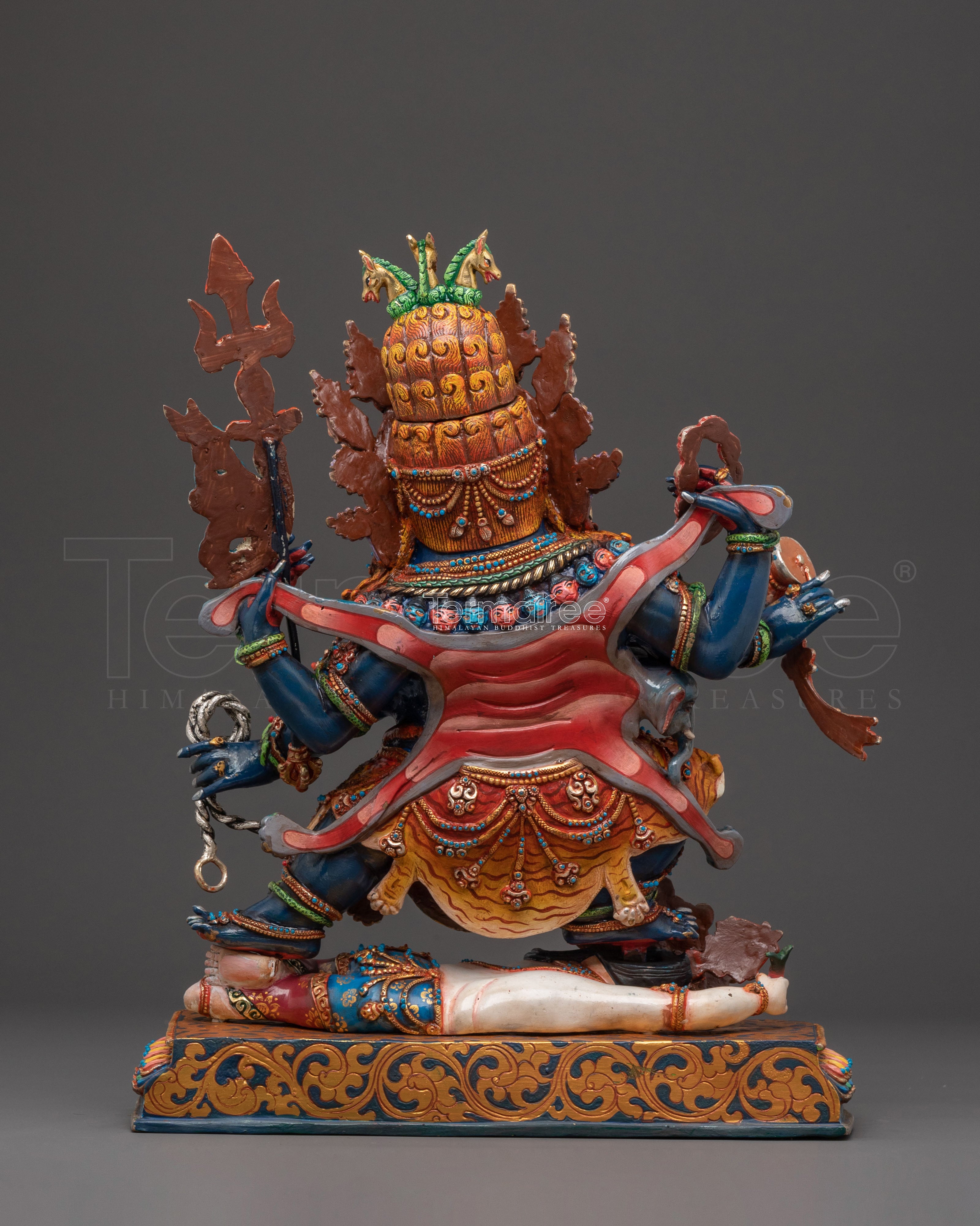 Mahakala Six Arms Protector Sculpture for Altar