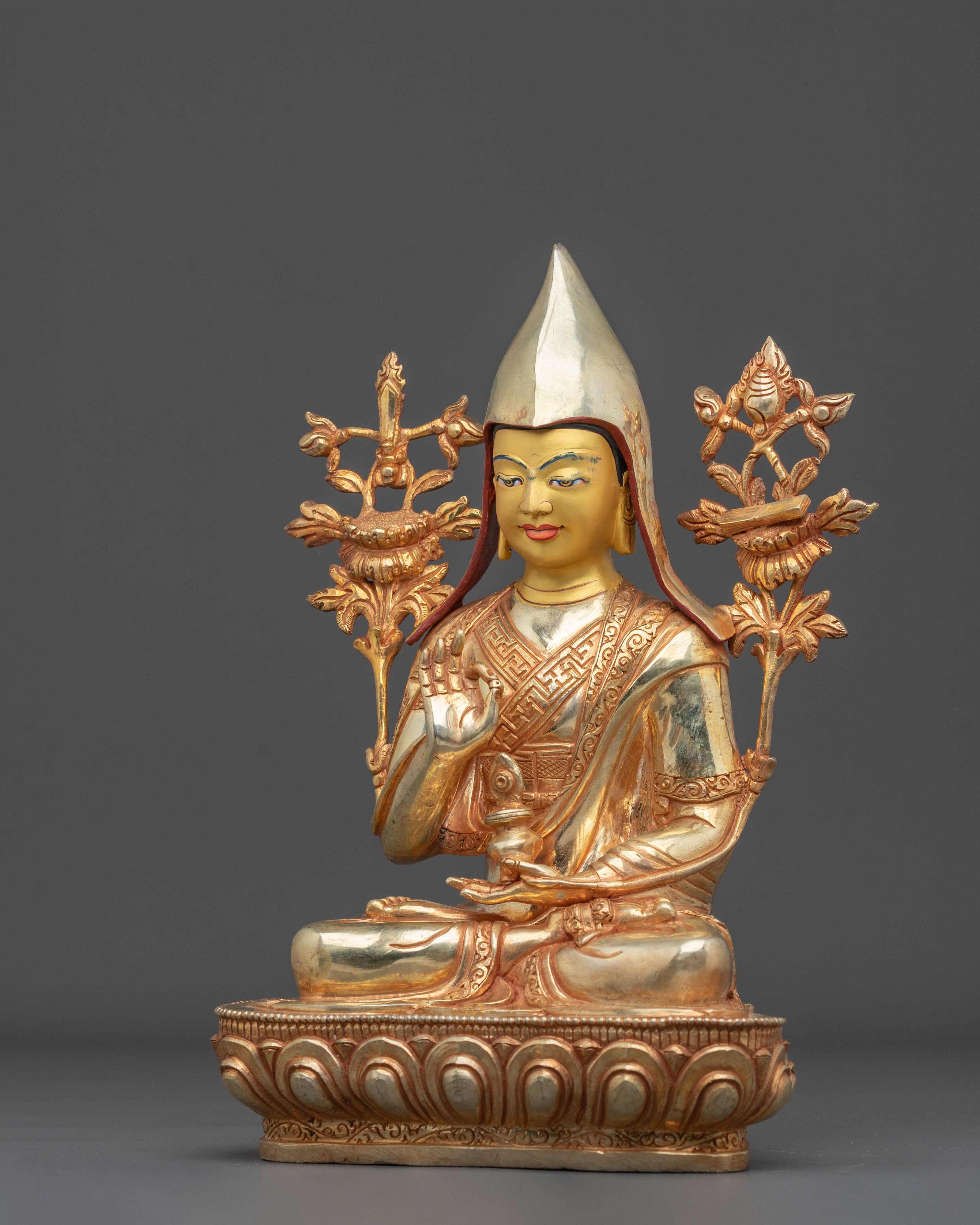 Tsongkhapa Golden Sculpture | Tibetan Buddhist Master
