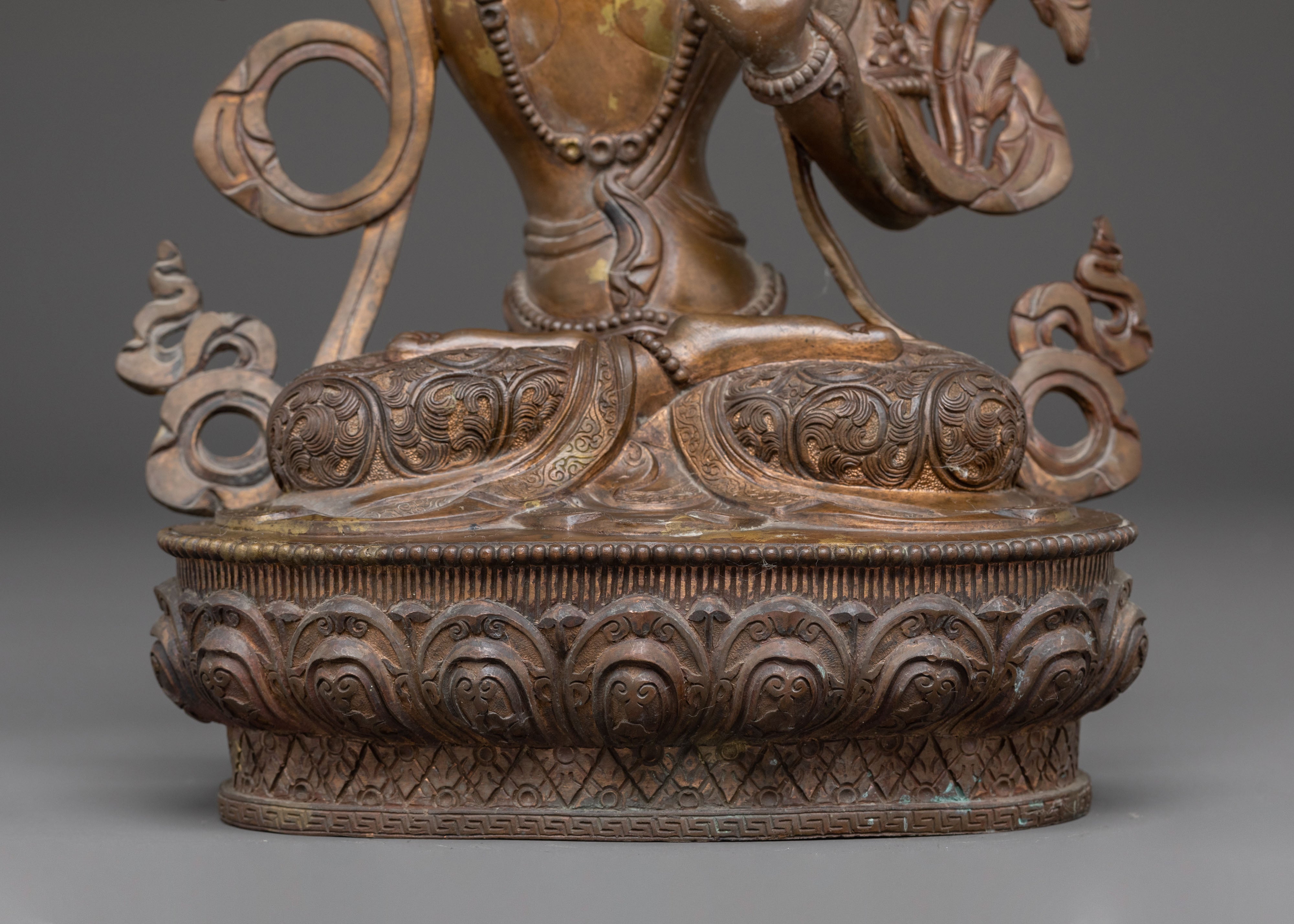 Tibetan Manjushri Buddha Statue – Antique Oxidized Copper