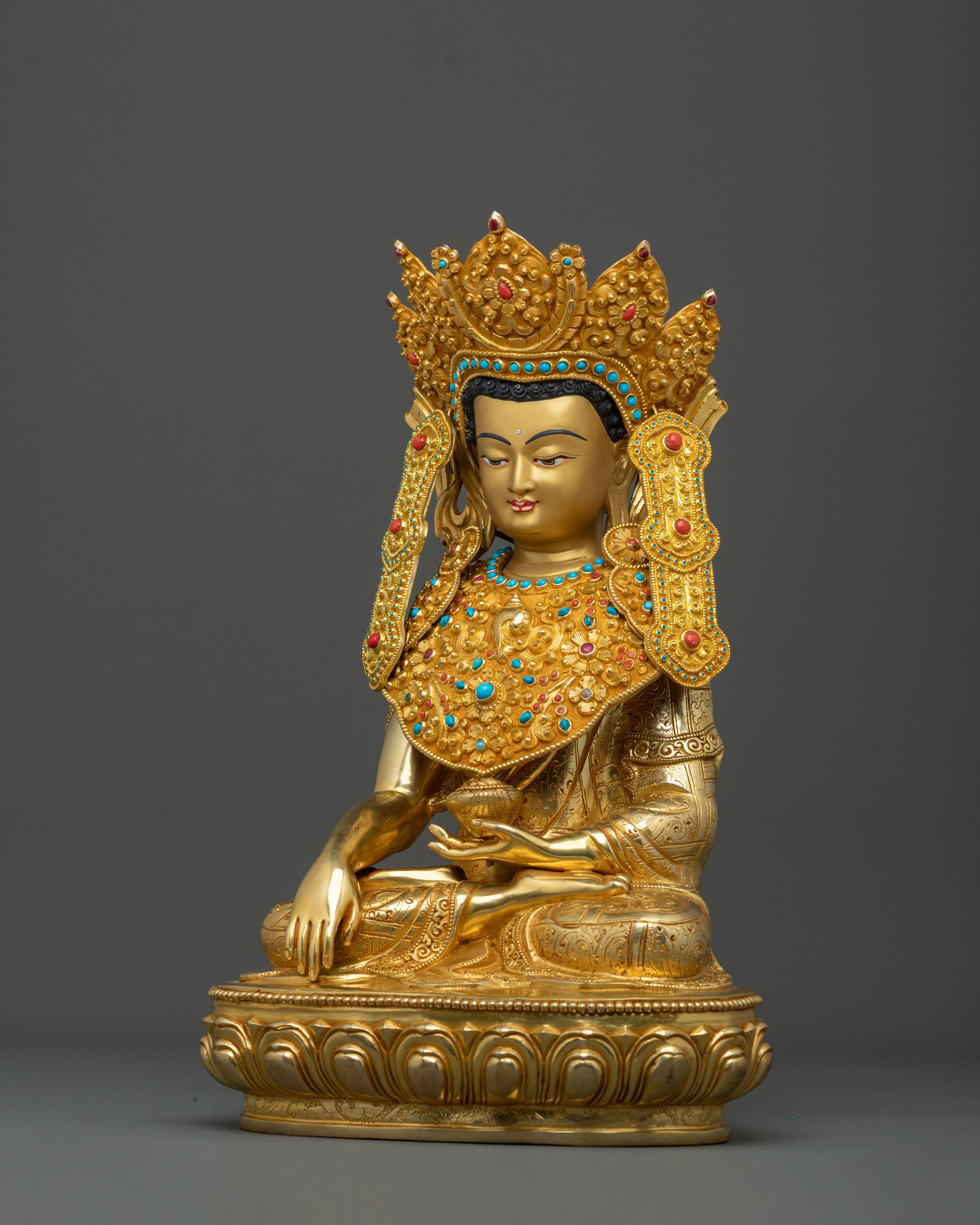 Handcrafted Crown Shakyamuni Buddha Spiritual Sculpture