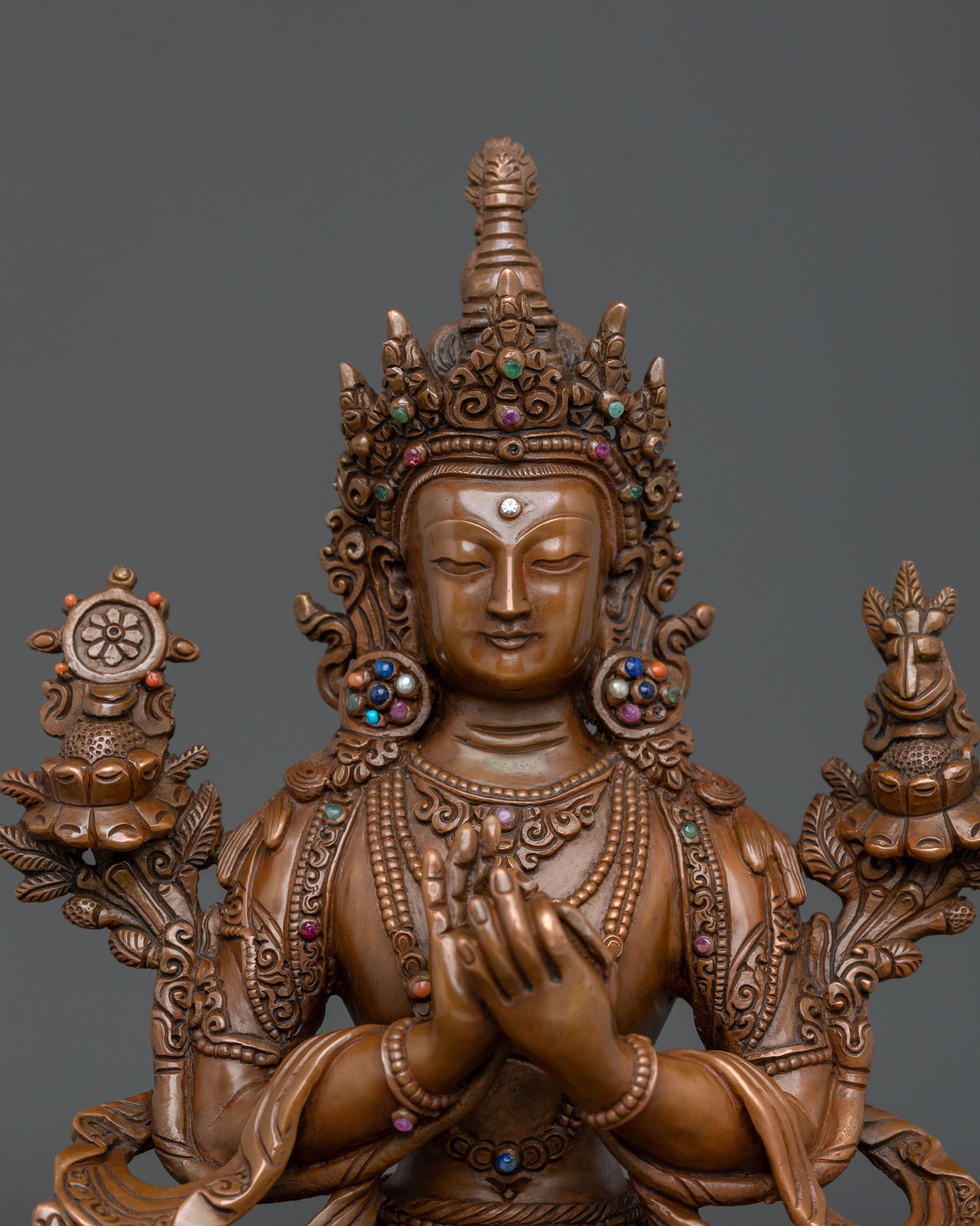 Future Buddha Maitreya Oxidized Statue
