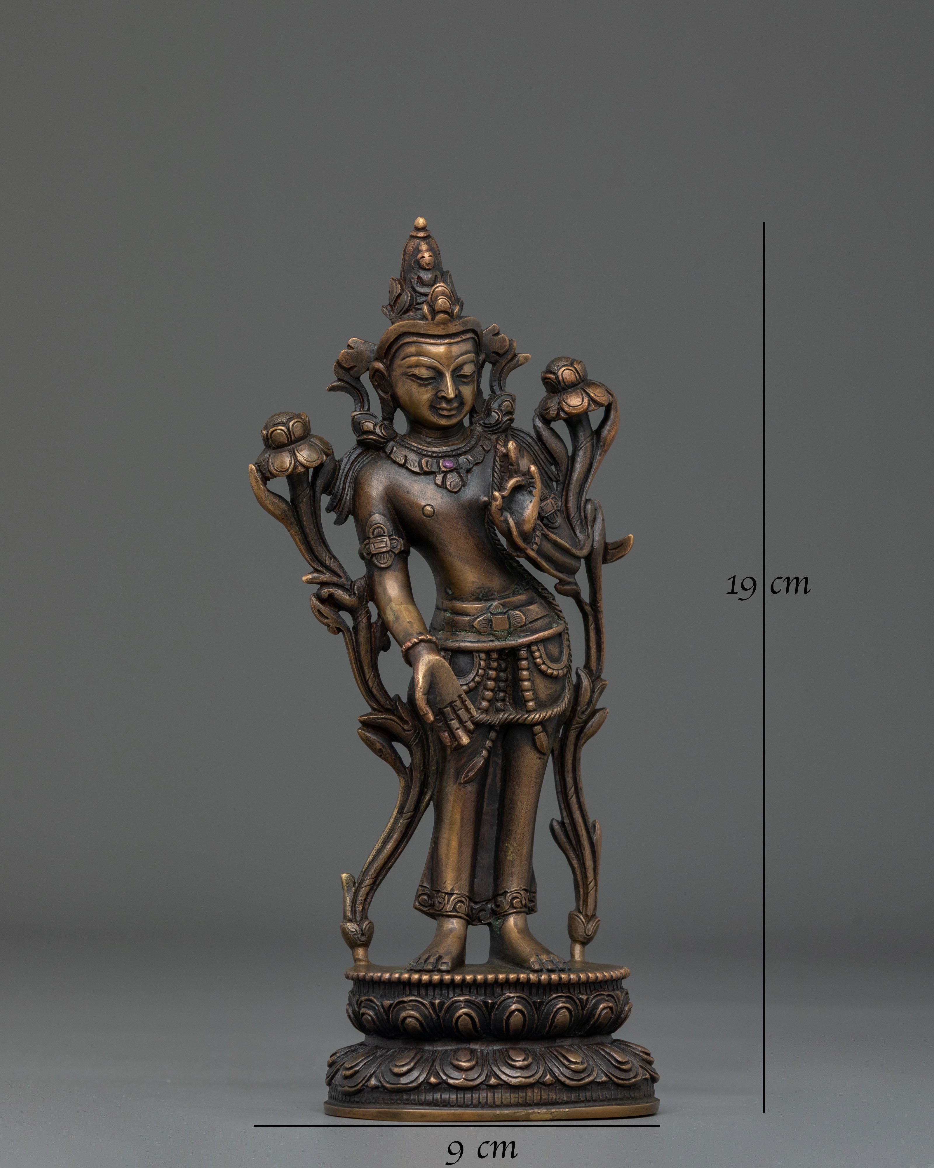 Padmapani Oxidized Copper Sculpture | Serene Bodhisattva Art