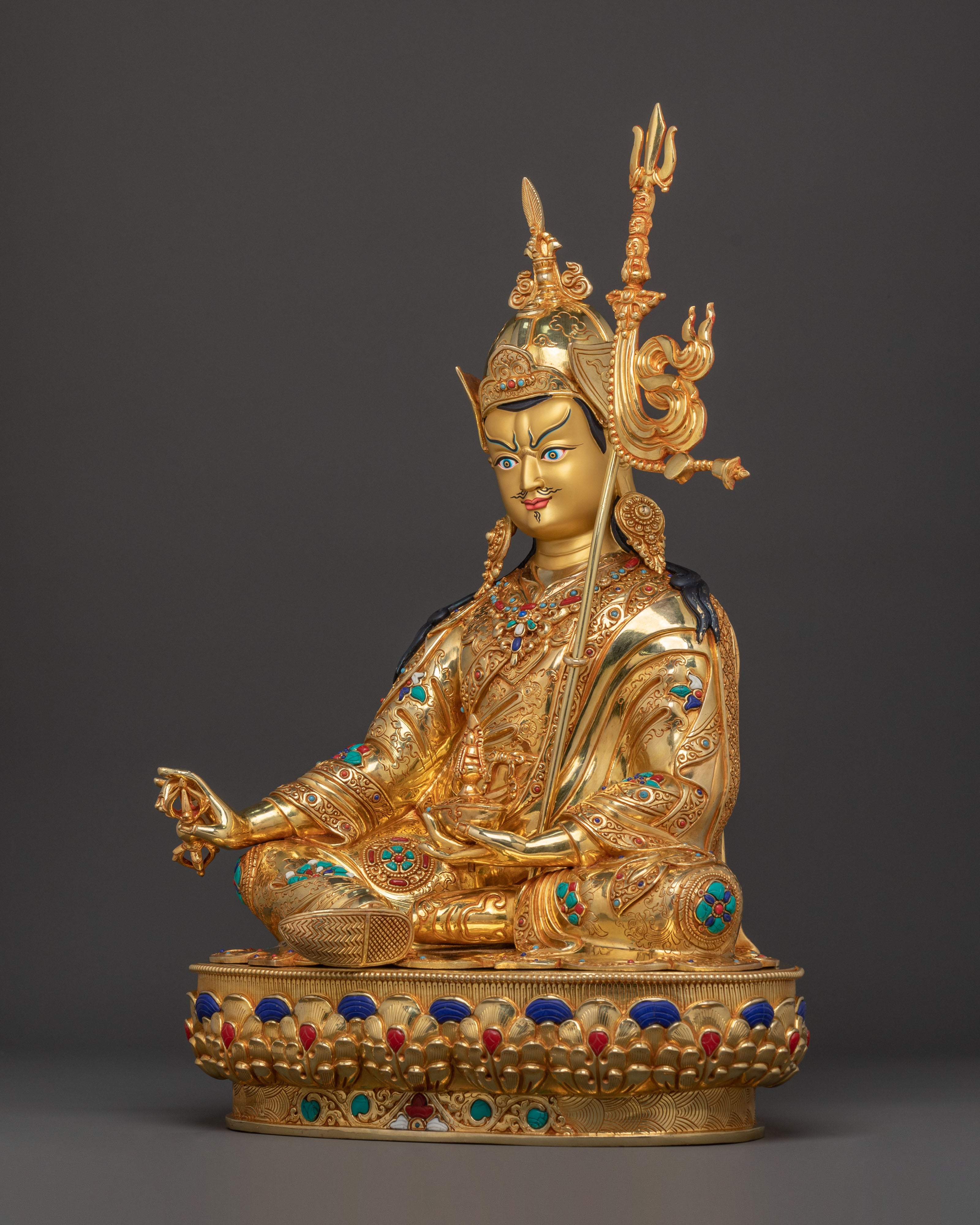 Guru Rinpoche Golden Statue | Traditional Figure