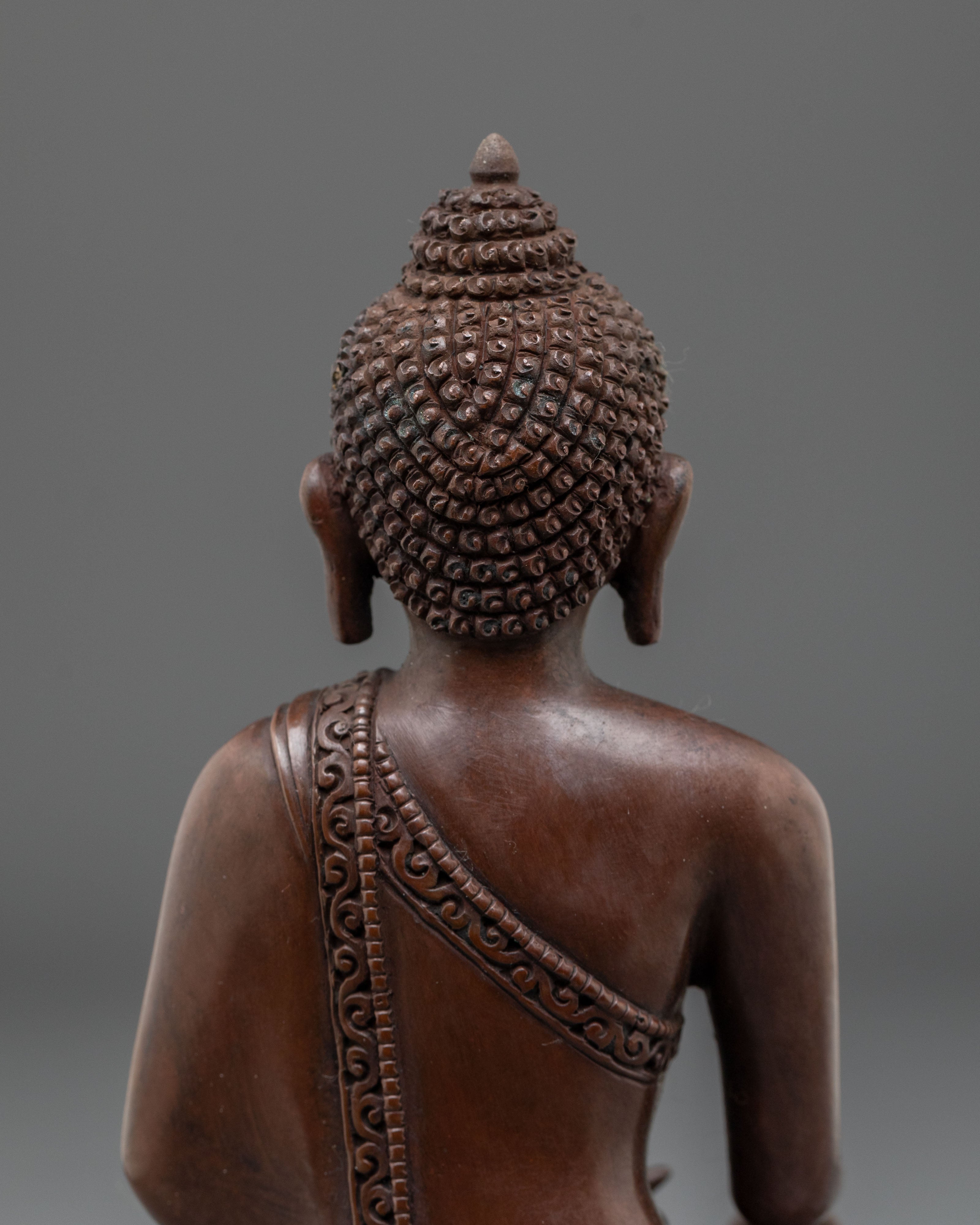 Sage Shakyamuni Buddha Sculpture | Oxidized Copper Figurine