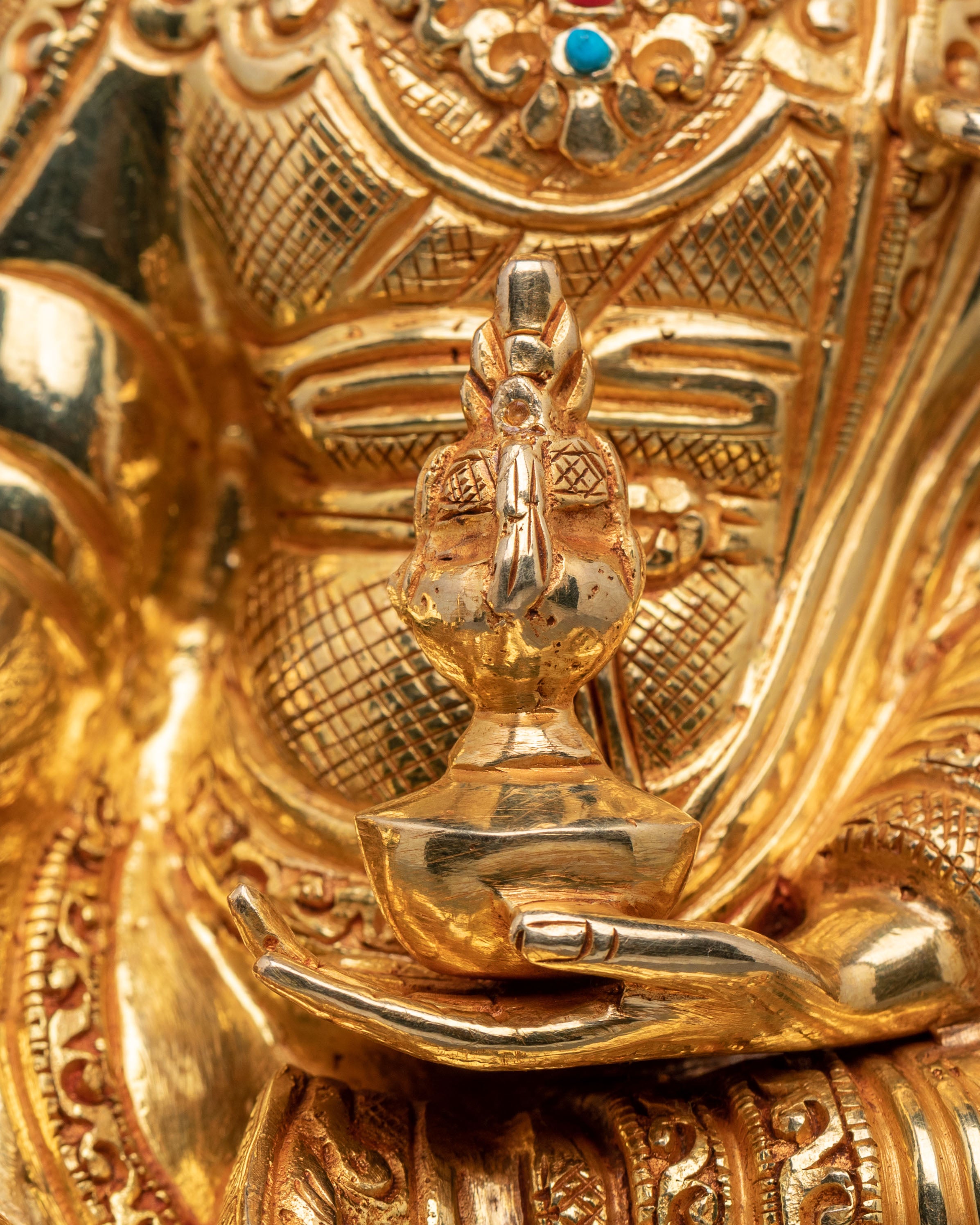 Guru Rinpoche Statue | 24K Gold Gilded Sculpture