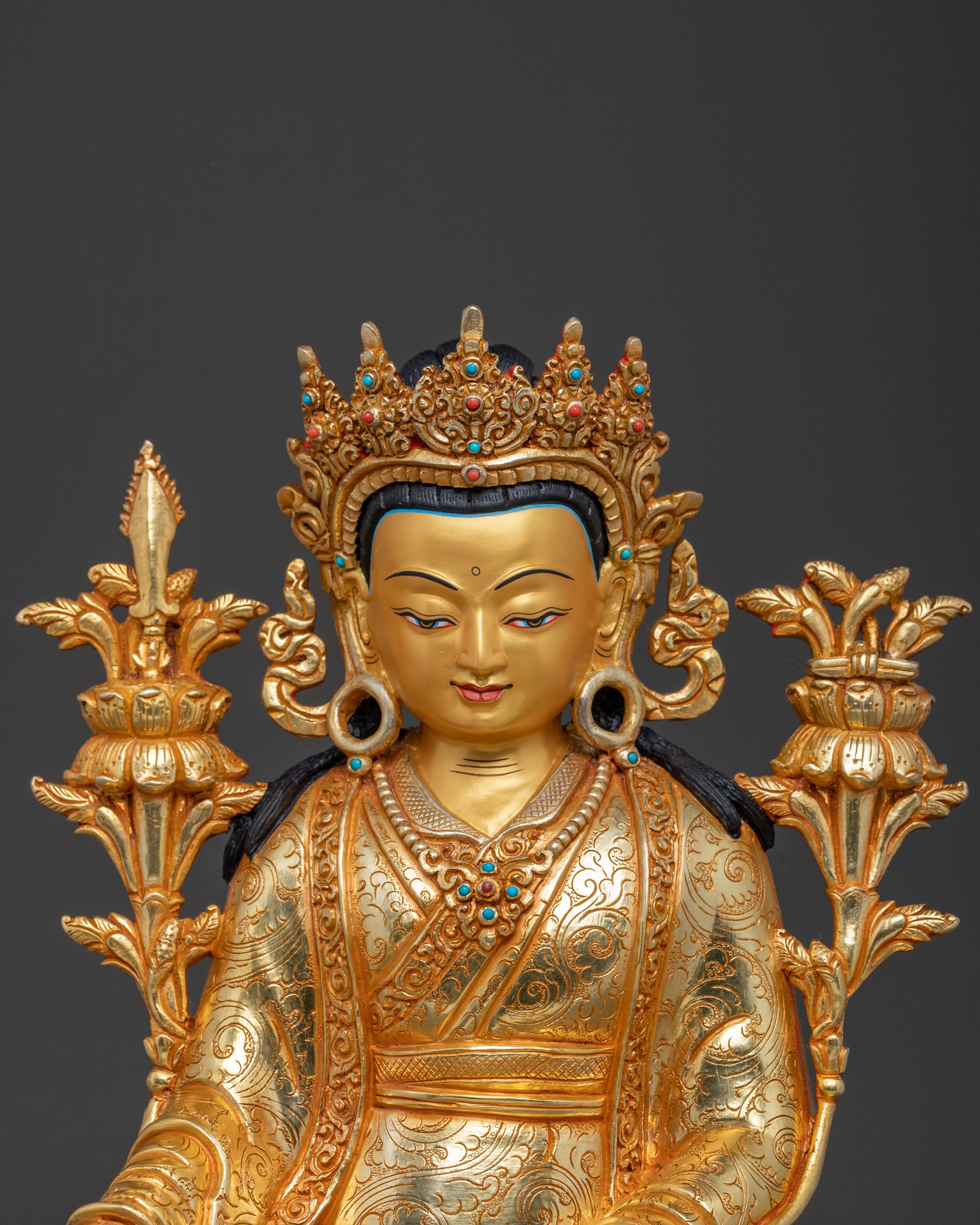 Trisong Detsen Statue | 24K Gold Gilded Dharma Protector