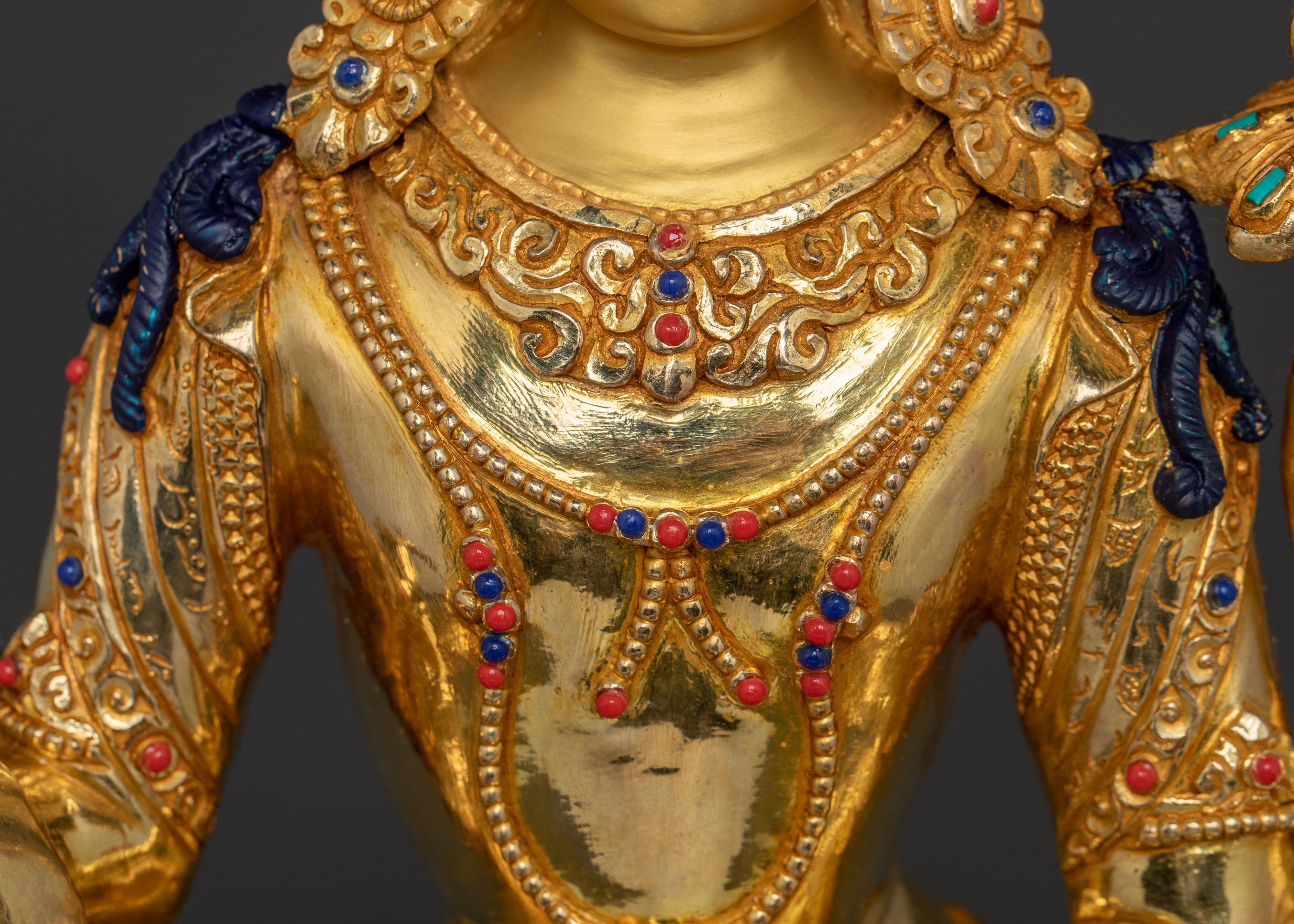 Handcrafted Samanthabhadra Statue: Gilded Copper Art
