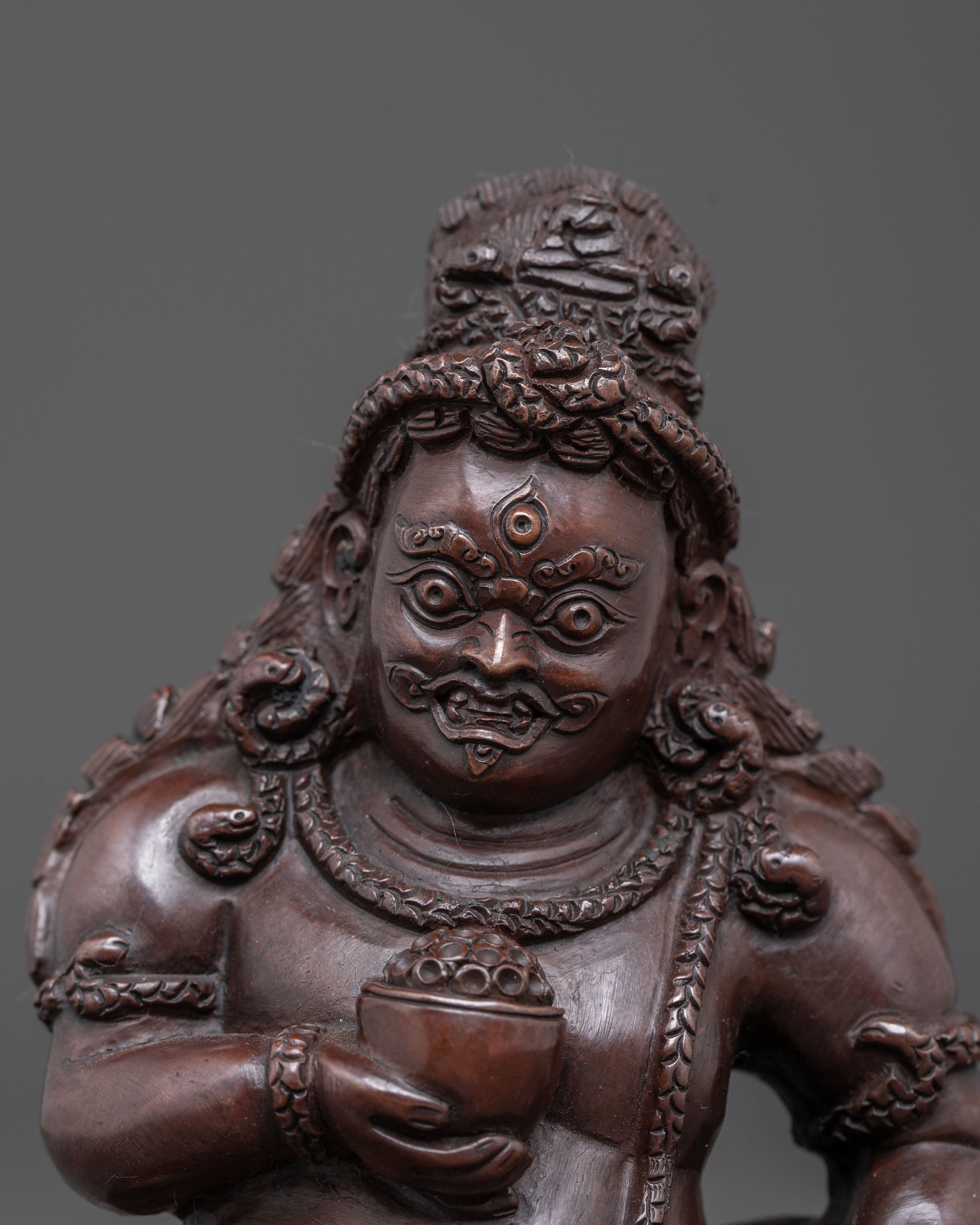 Oxidized Copper Black Dzambhala Statue | Deity of Prosperity