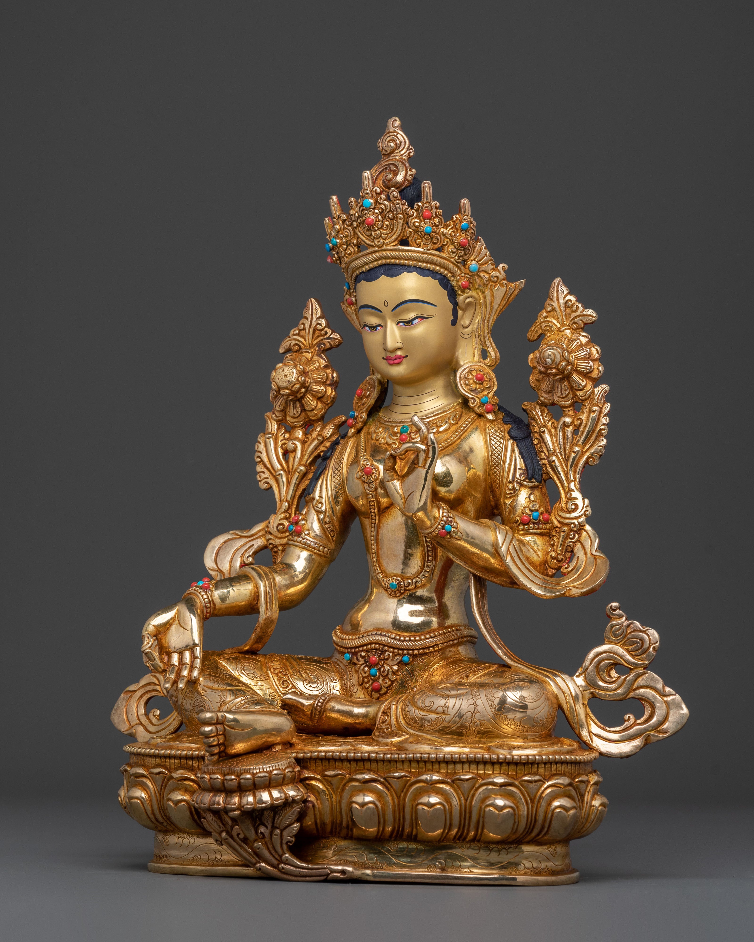 Protector Green Tara Sculpture: Home Decor