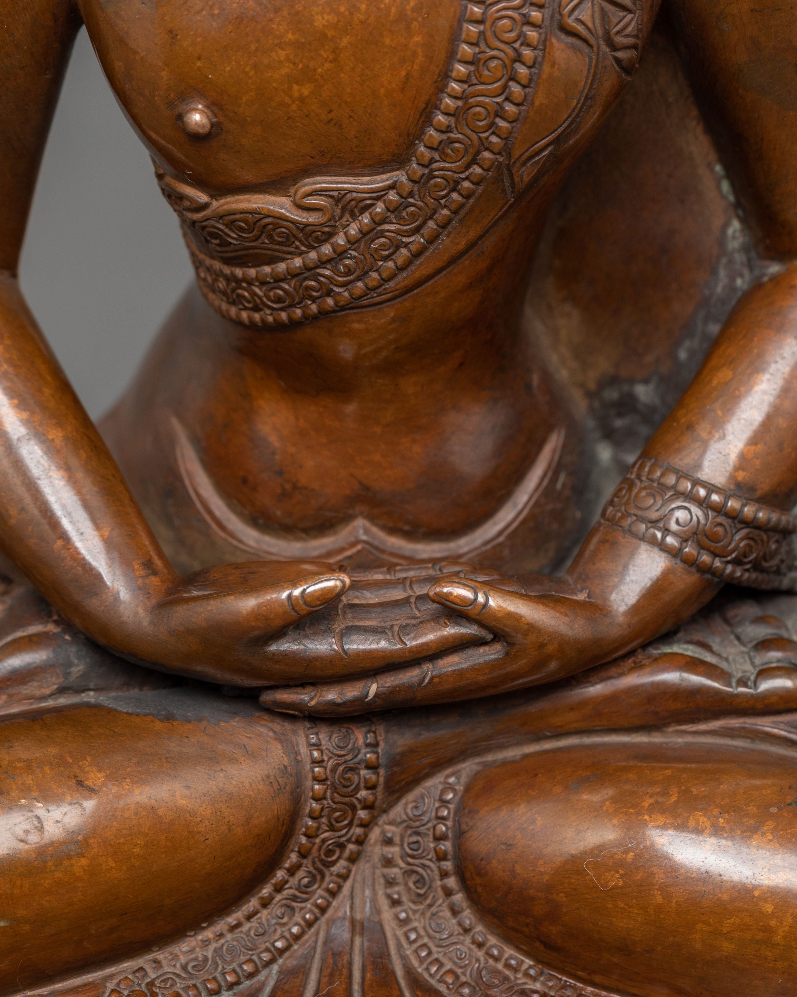 Handmade Dharmakara Buddha Golden Statue | Spiritual Decor