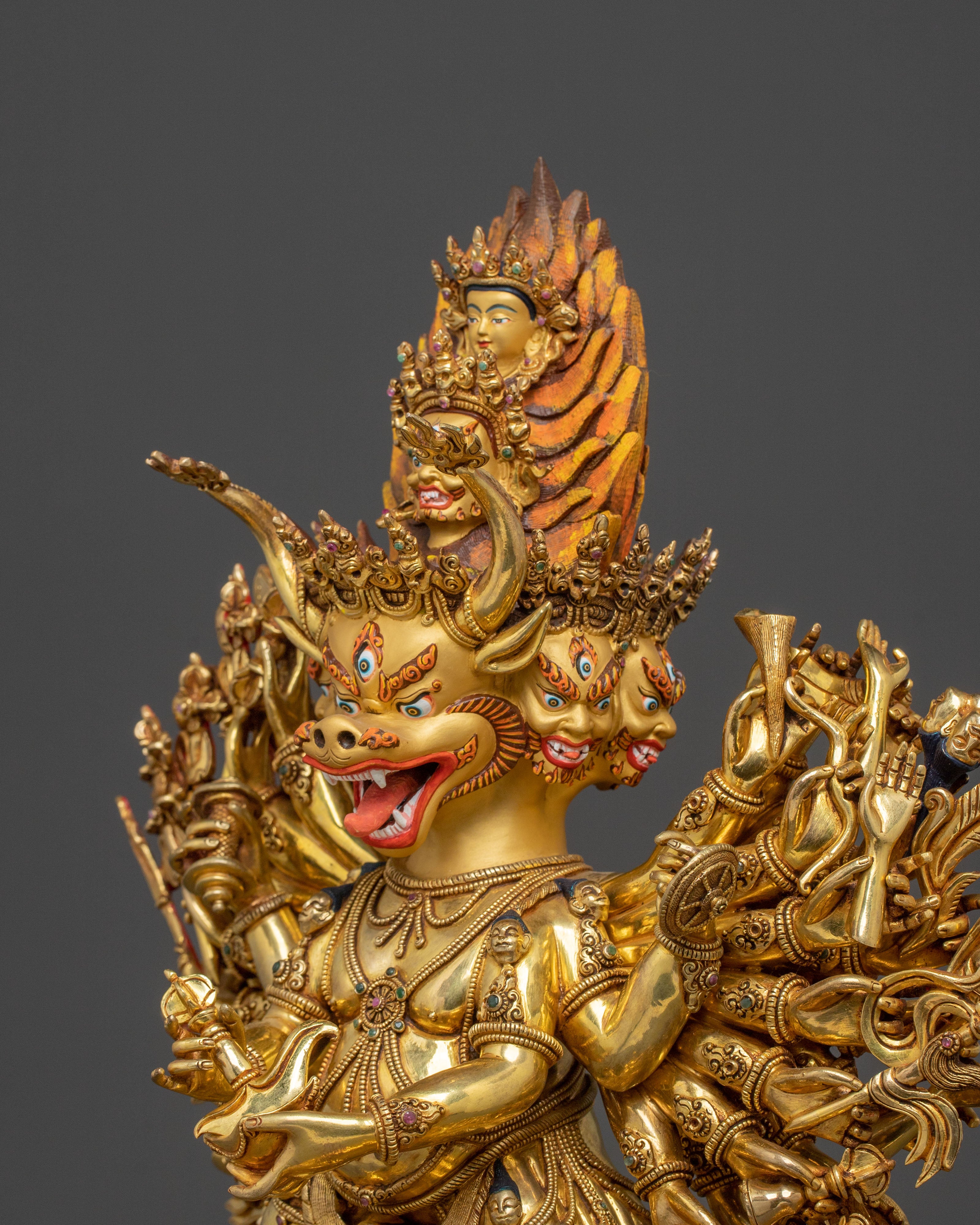 Fierce Deity Yamantaka Statue | 24K Gold Gilded