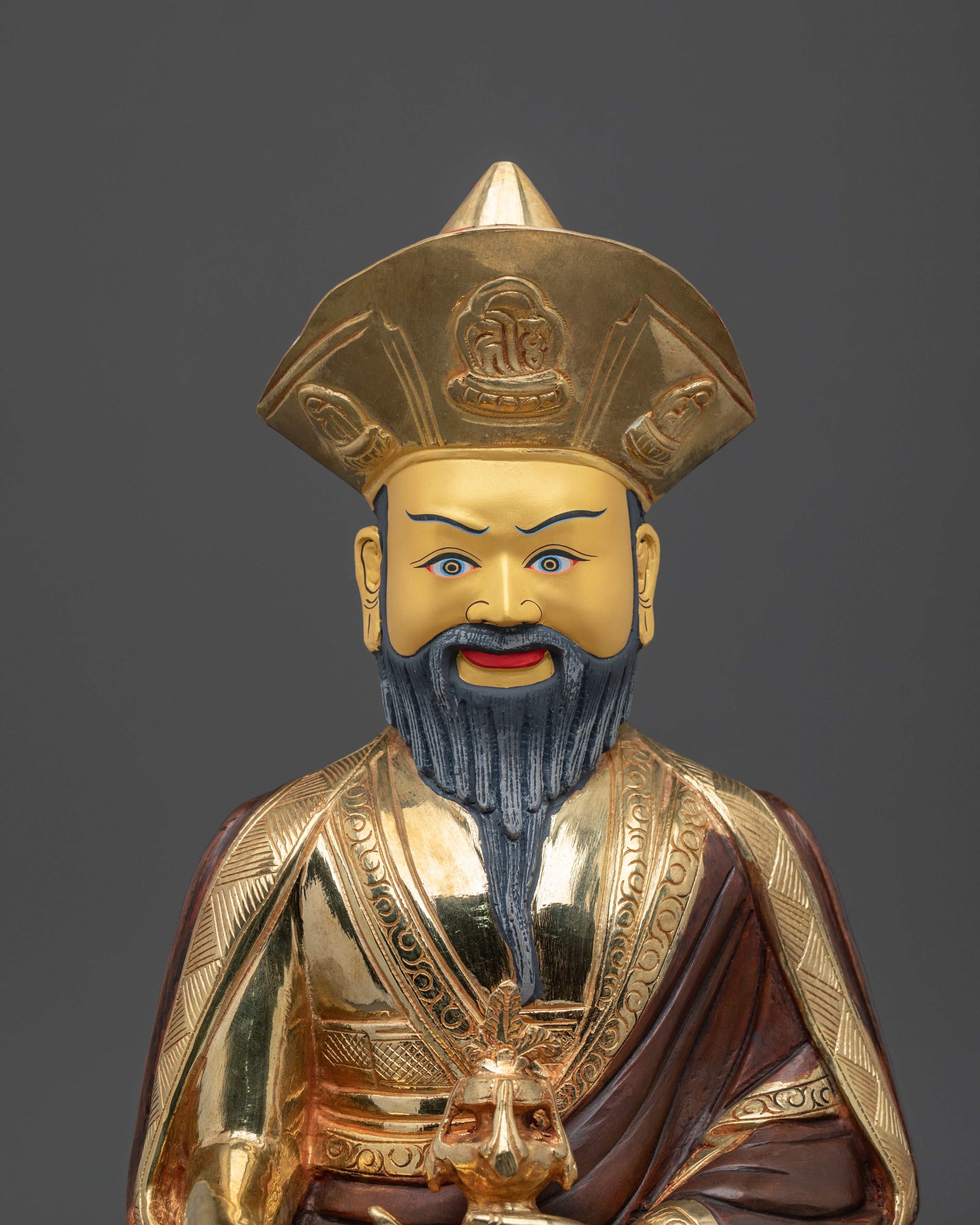 Guru Shapdum 24K Gold Coated Statue | Sacred Copper Artistry