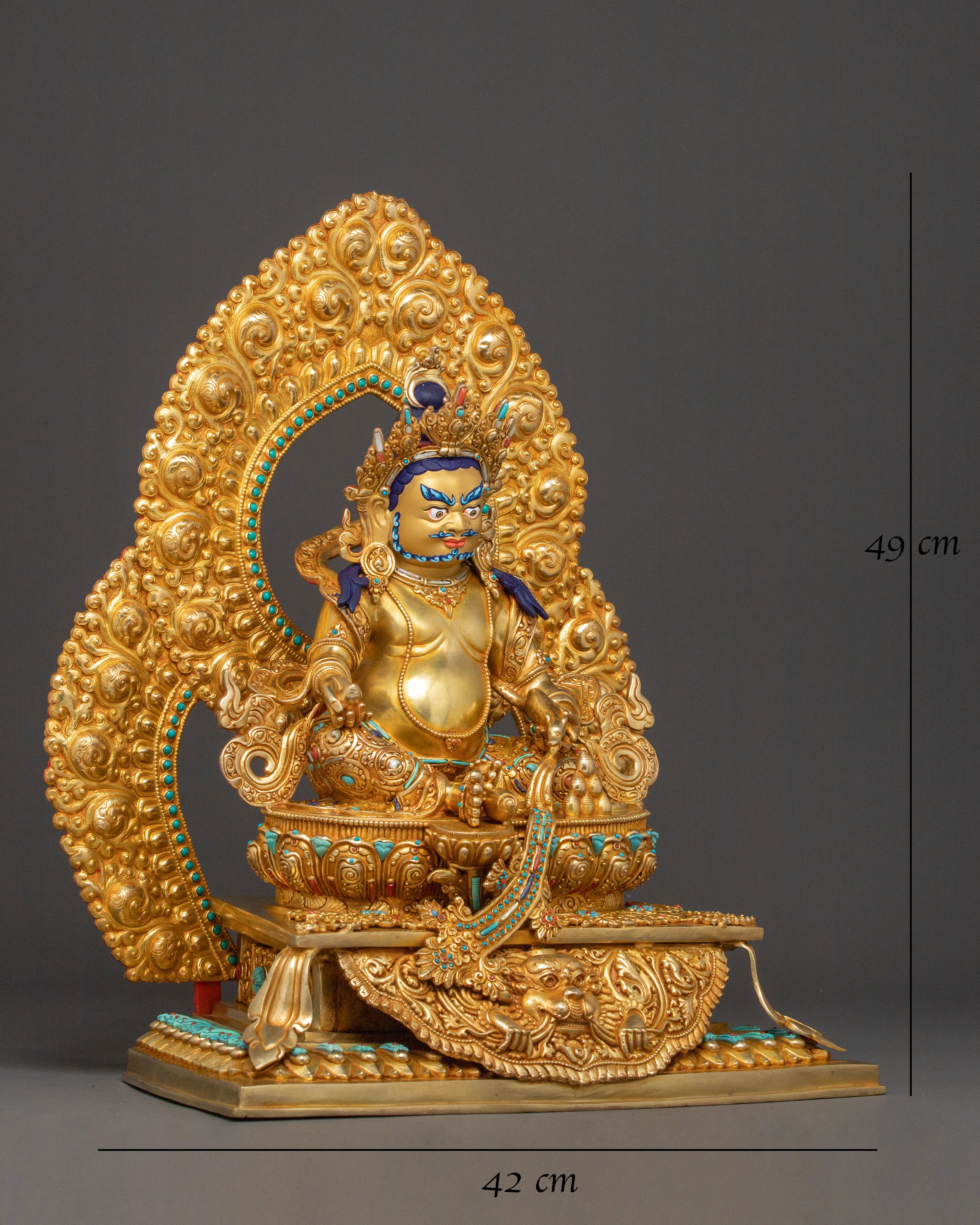 Dzambhala Statue on Throne | Altar Home Decor