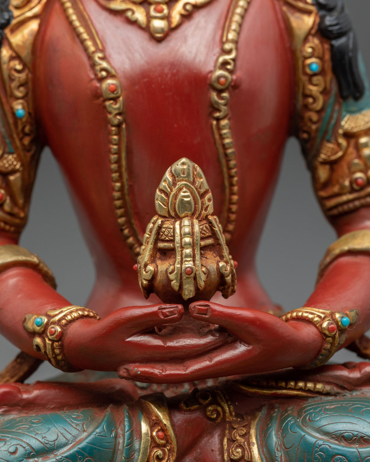 24K Gold Gilded Copper Amitayus Statue | Buddha of Longevity