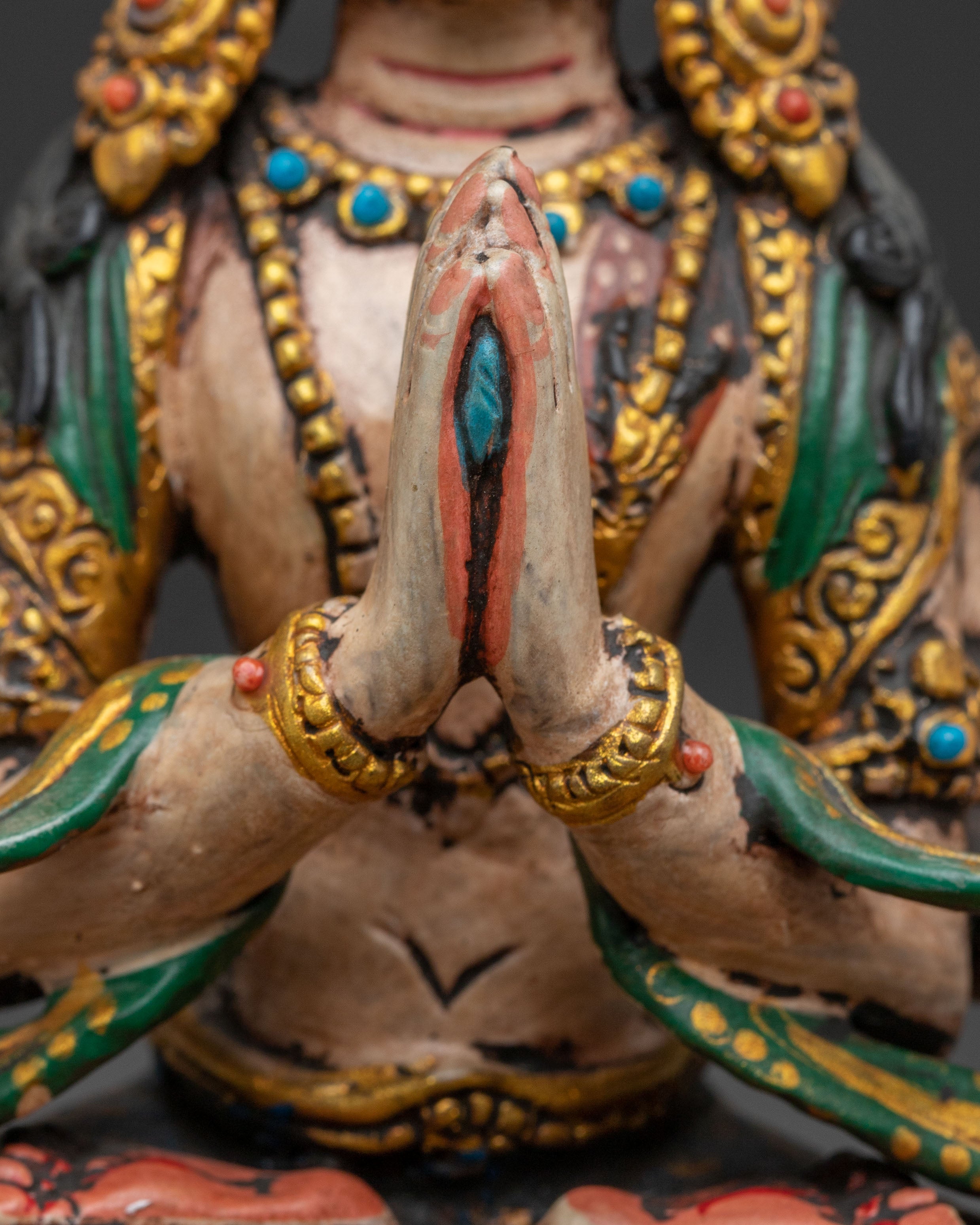 Handcrafted Copper Art of Four-Armed Chenrezig | Avalokiteshvara Statue