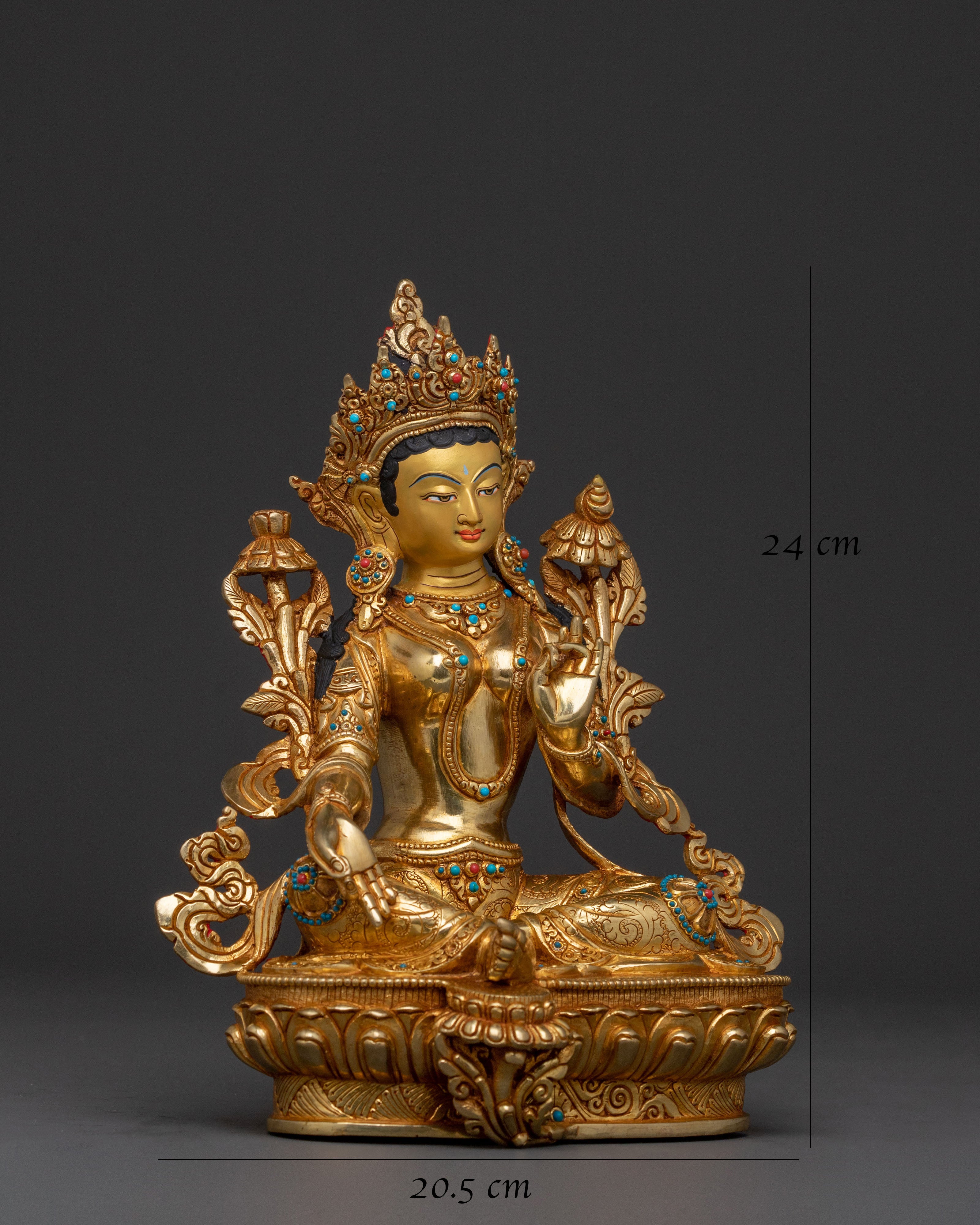 Divine Mother Tara Statue: Hand-Gilded Serenity
