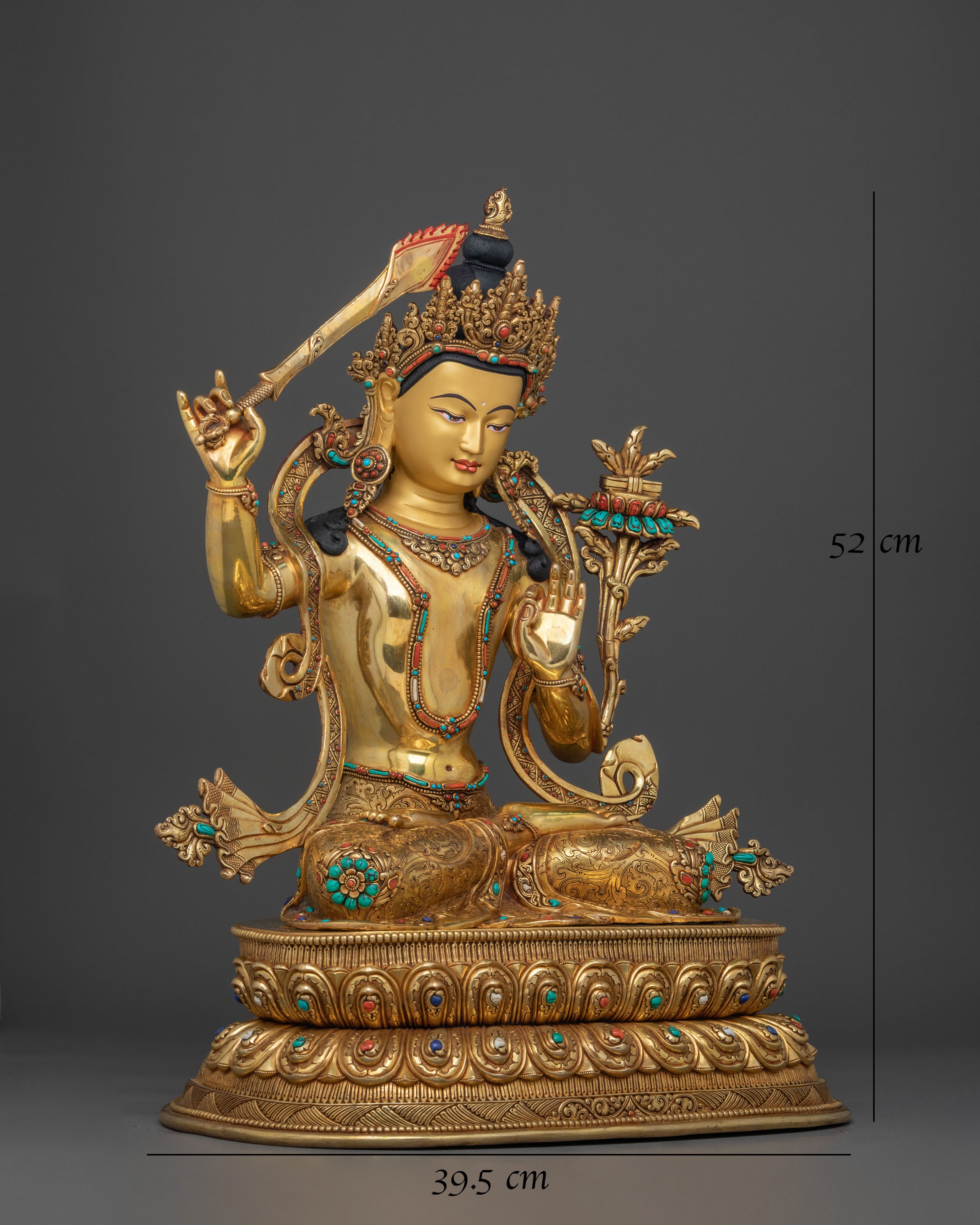 Wisdom Deity Manjushri Sacred Statue | Tibetan Buddhist Altar Figure