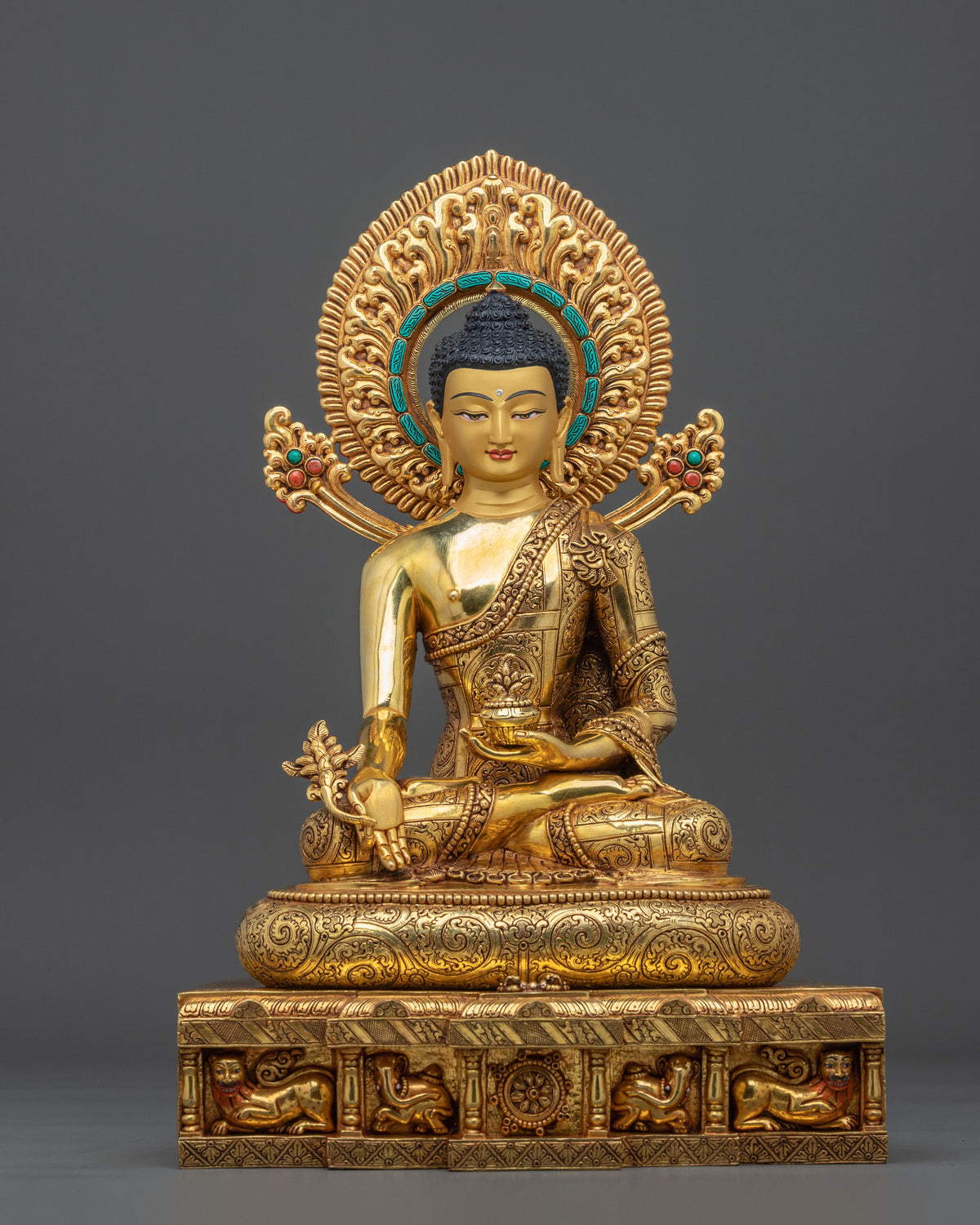 Three Buddha Golden Statue Set | Buddhist Sculpture Collection