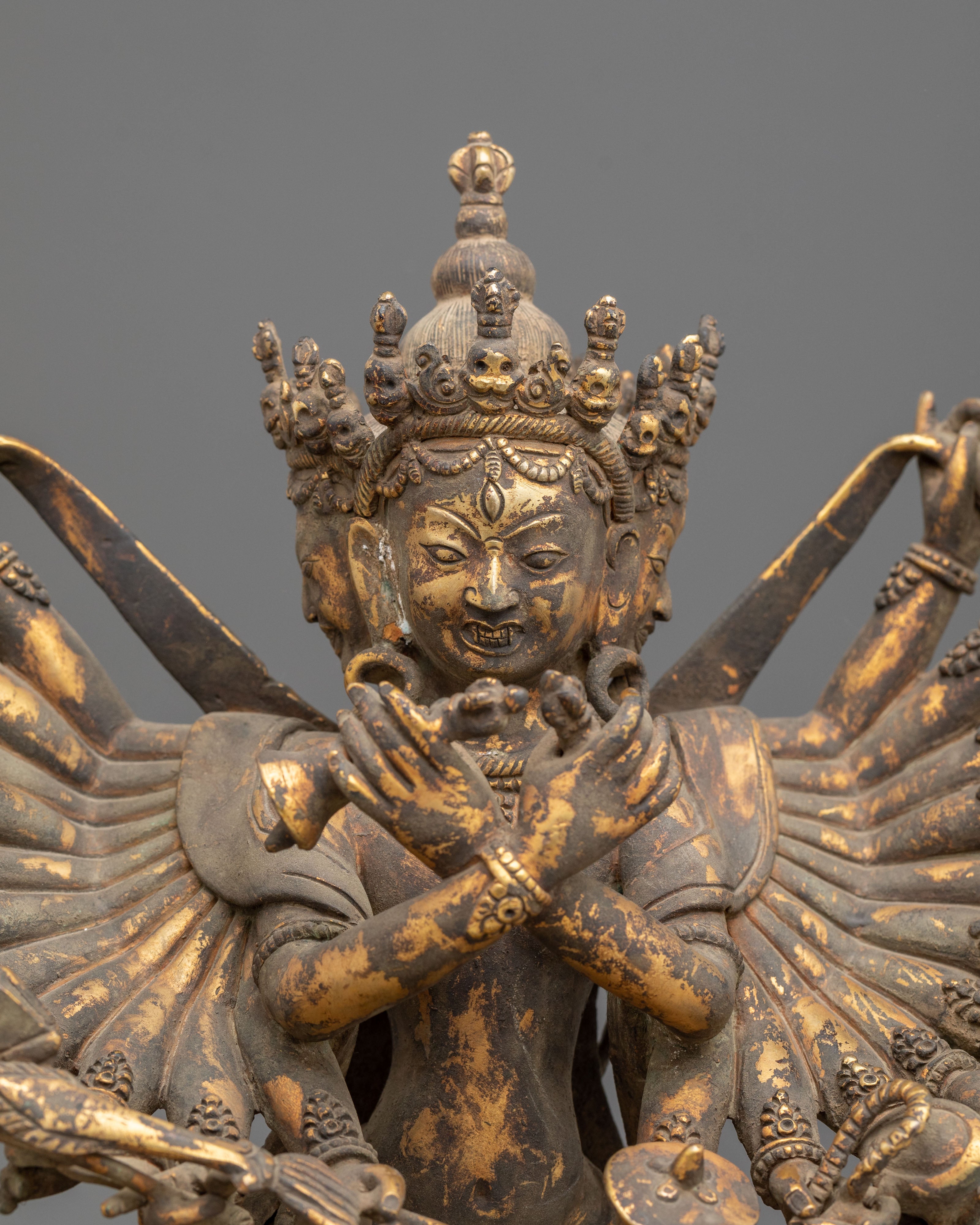 Kalachakra Sacred Statue | Antique Finish Copper Vajrayana Sculpture