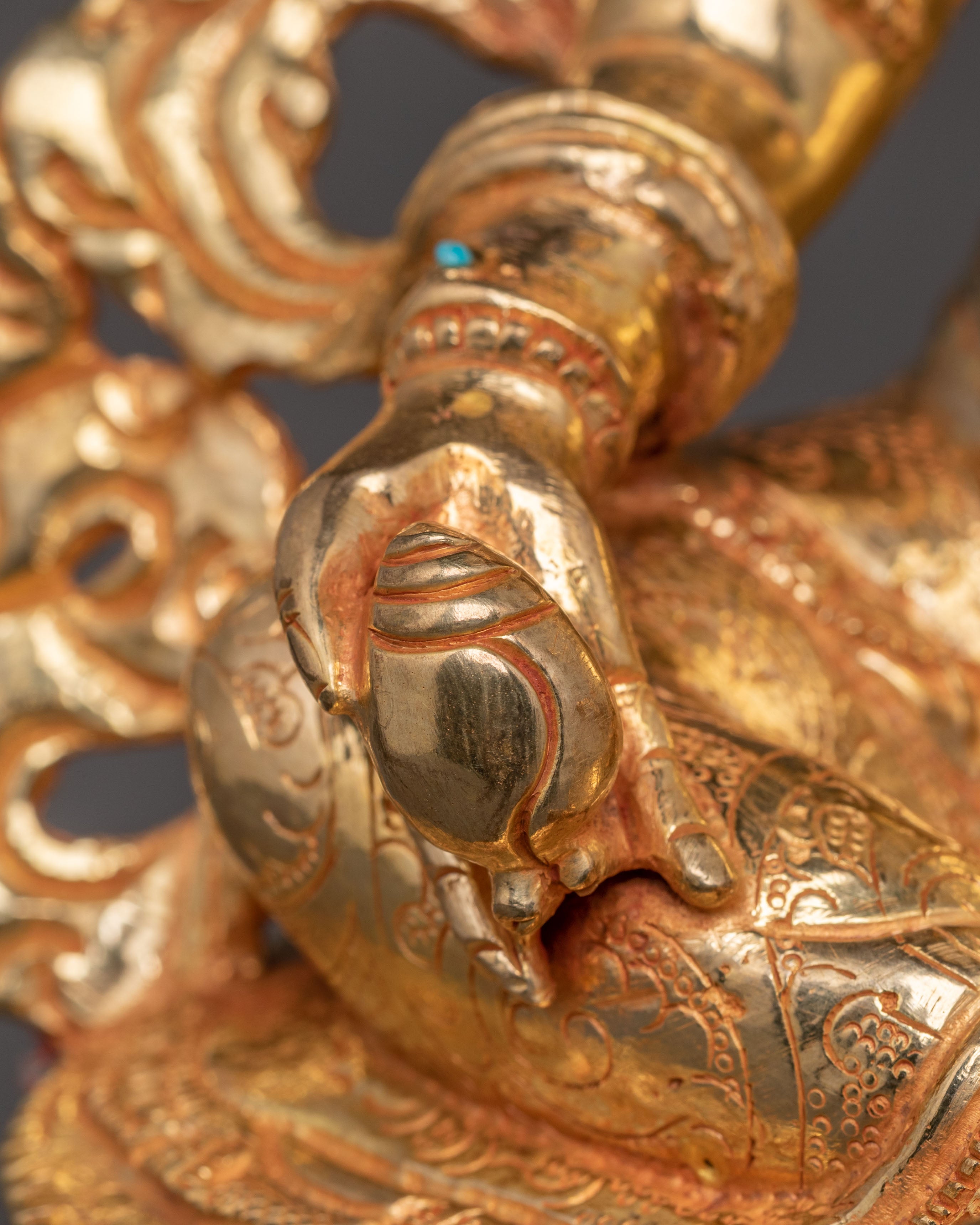 Handcrafted Wealth Deity Dzambhala Statue – Auspicious 24K Gold Gilded Sculpture