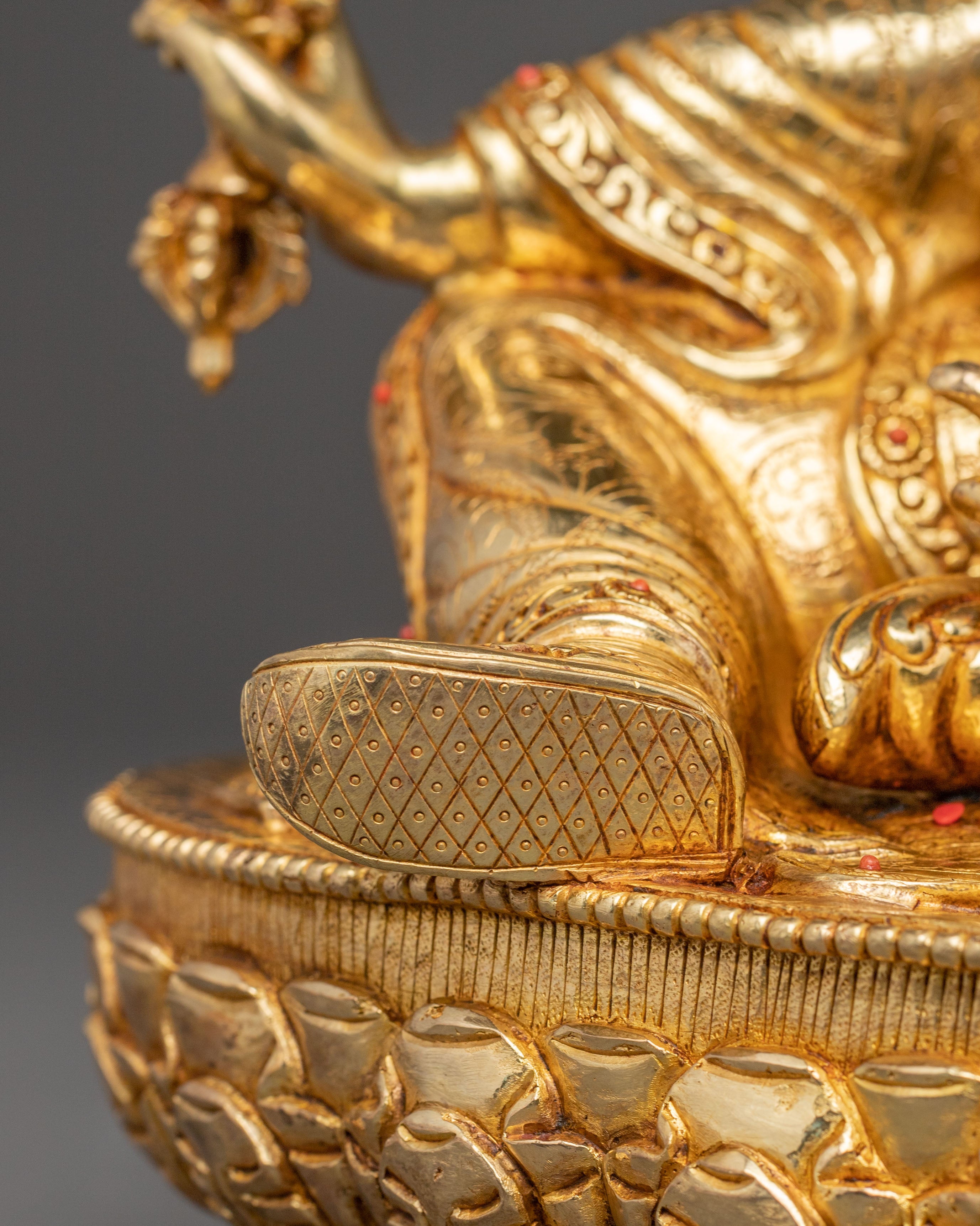 Guru Rinpoche Handcrafted Statue | 24k Gold Gilded Sculpture