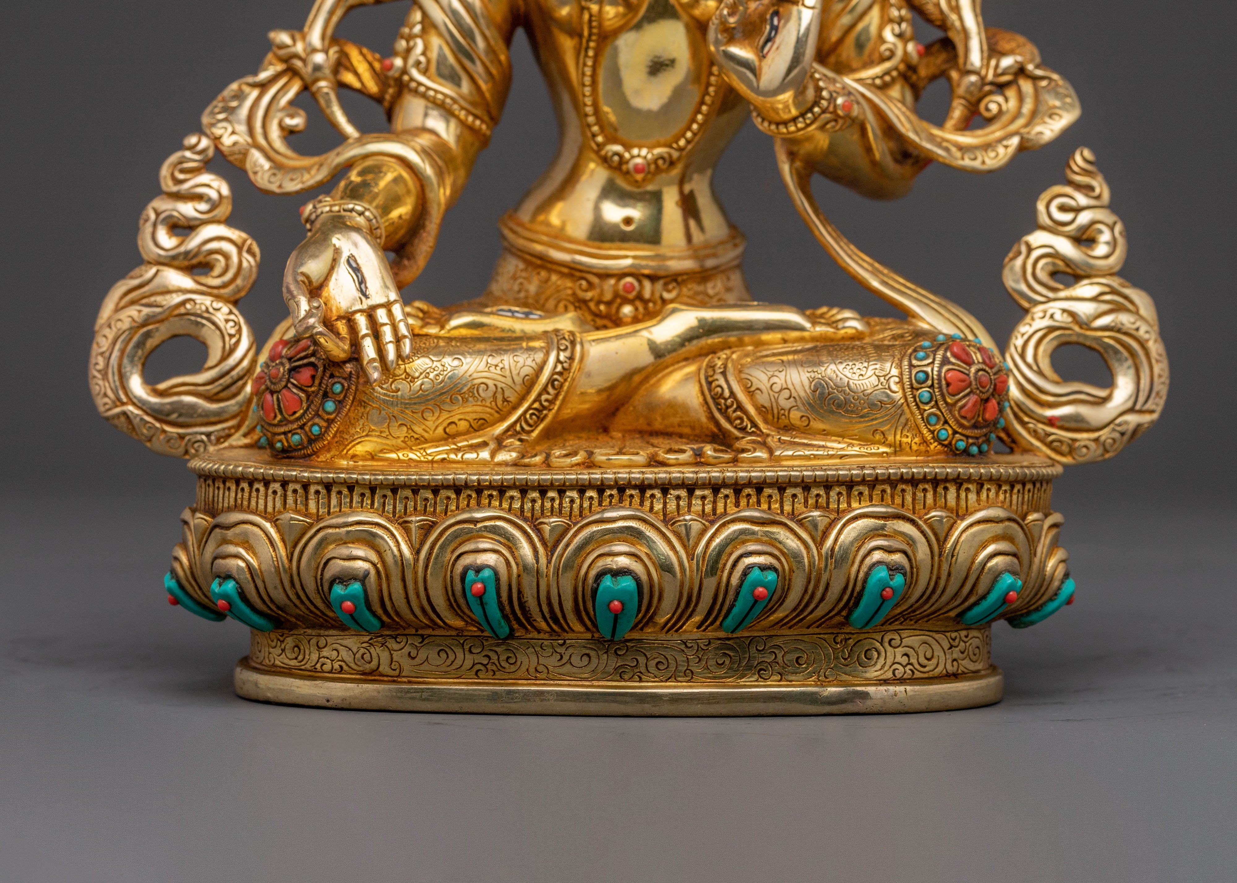 Handcrafted White Tara Sacred Statue – Gilded Perfection