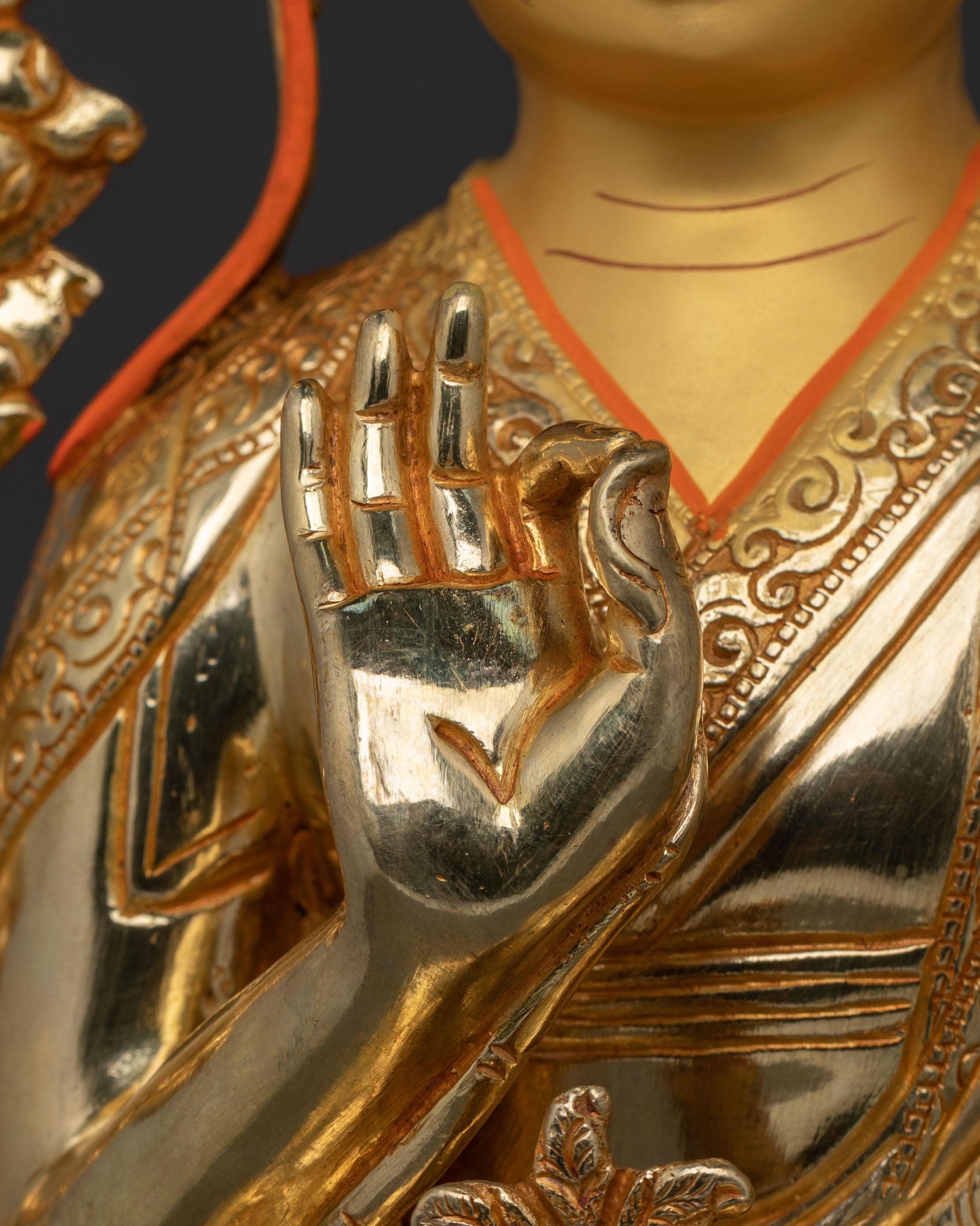 Tsongkhapa Handcrafted Statue in 24K Gold