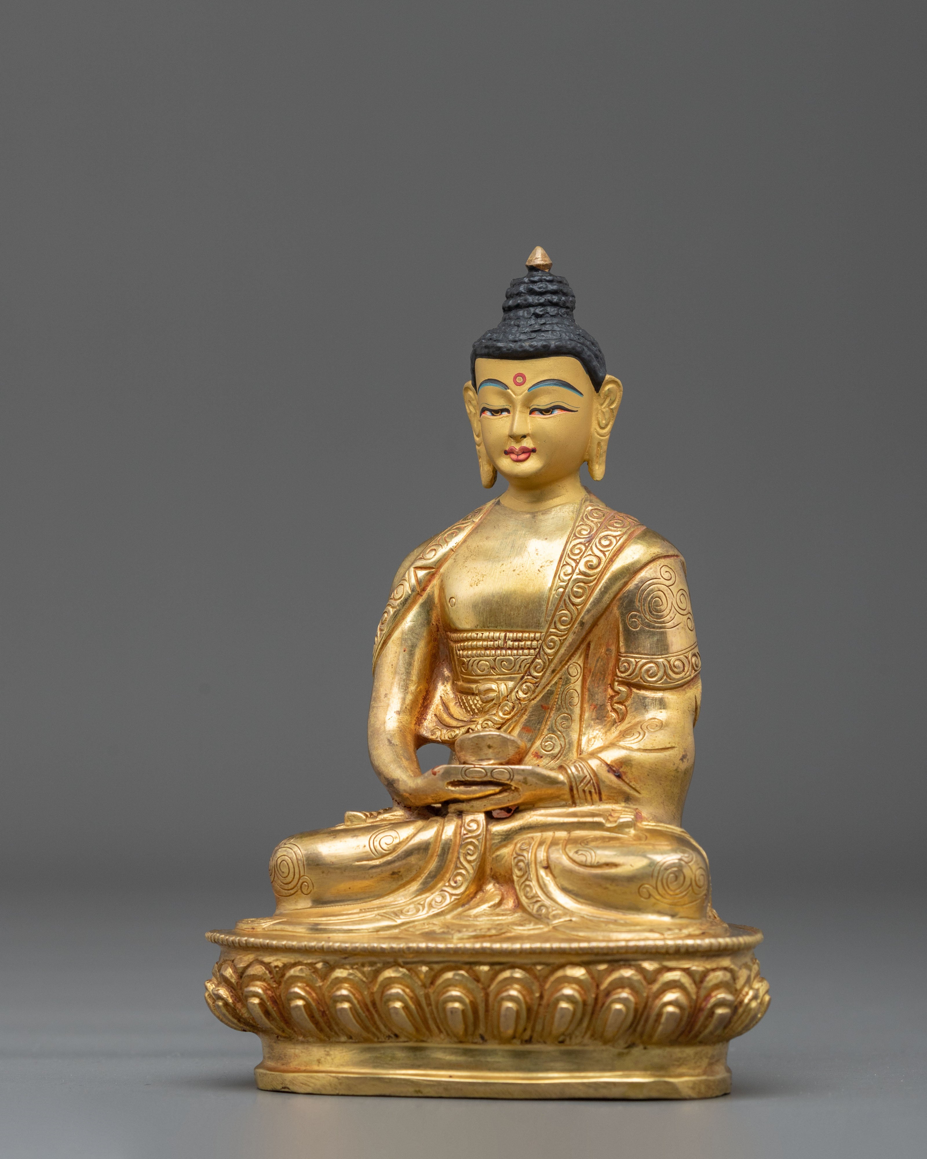 Hand-Carved Amitabha Buddha Statue | Serene & Gold Gilded