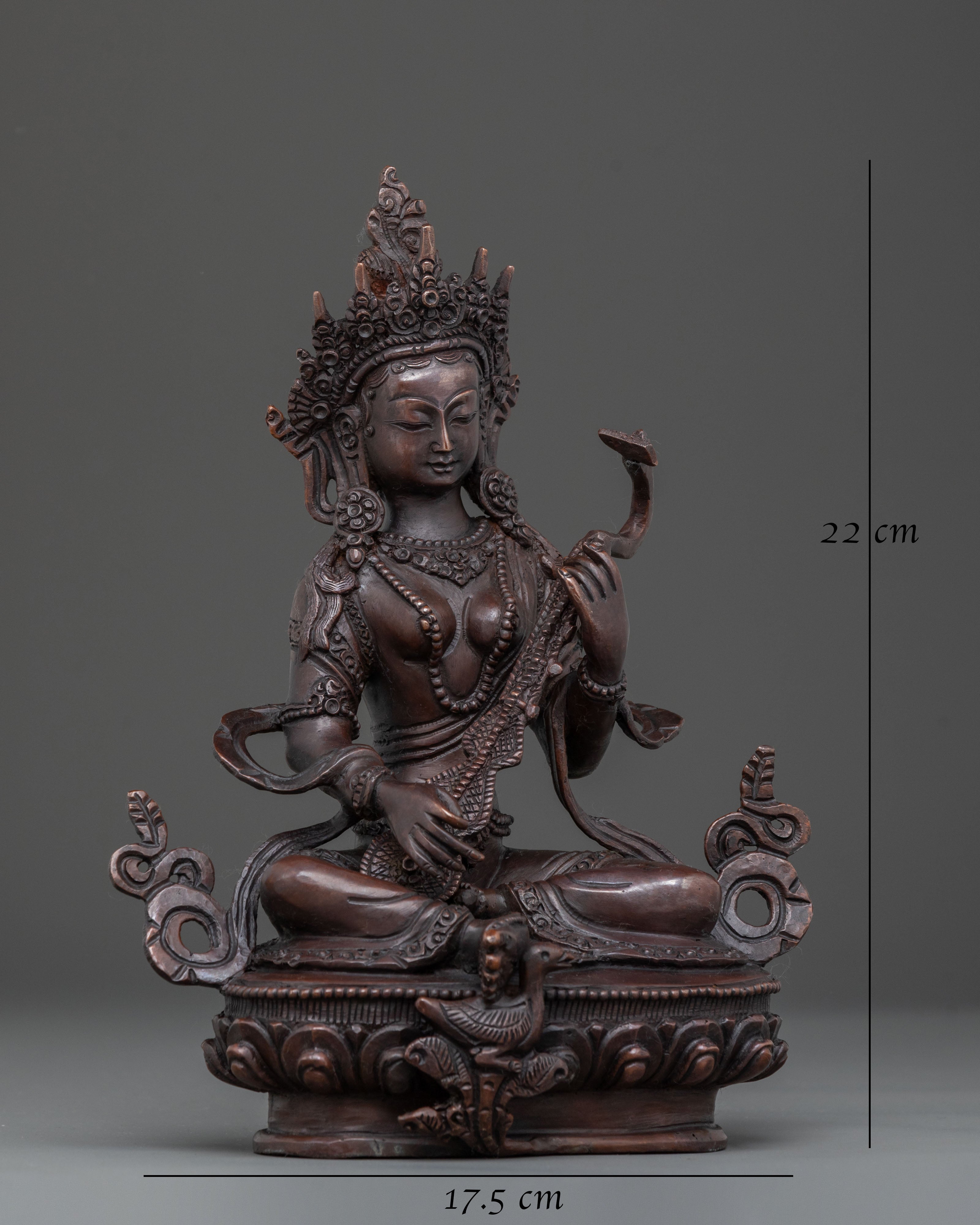 Goddess Saraswati Statue | Oxidized Copper Body