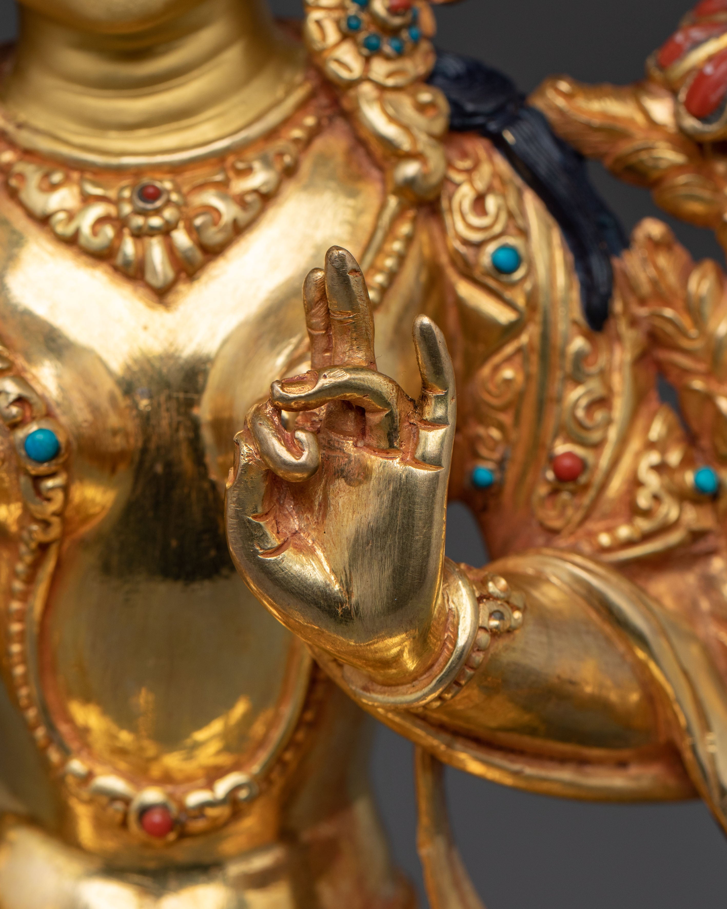 Green Tara 24K Gold Gilded Statue | Himalayan Artistry