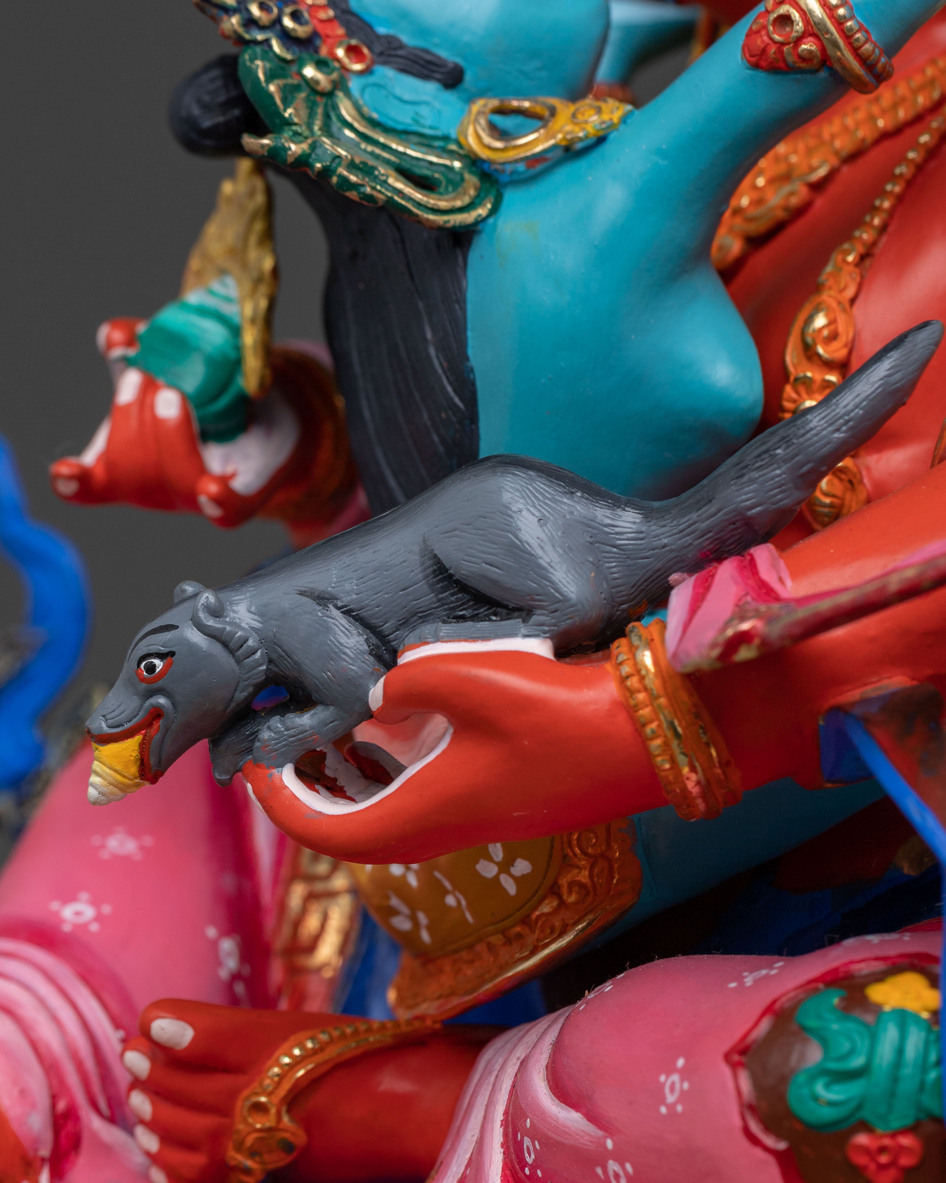 Red Dzambhala Sacred Idol | Buddhist Deity of Wealth and Abundance