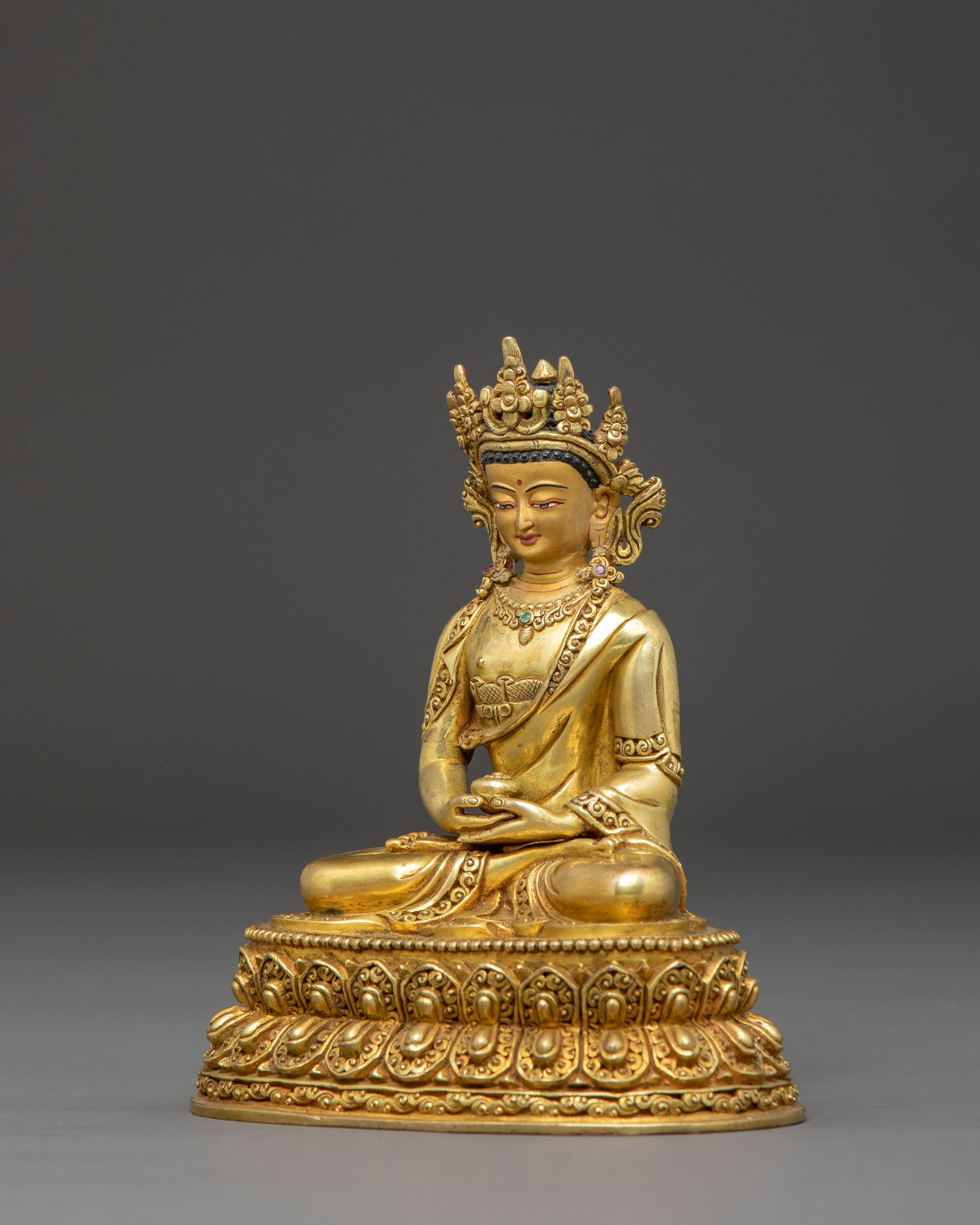 Handmade Statue of Crowned Amitabha Buddha | Pure Land Buddha