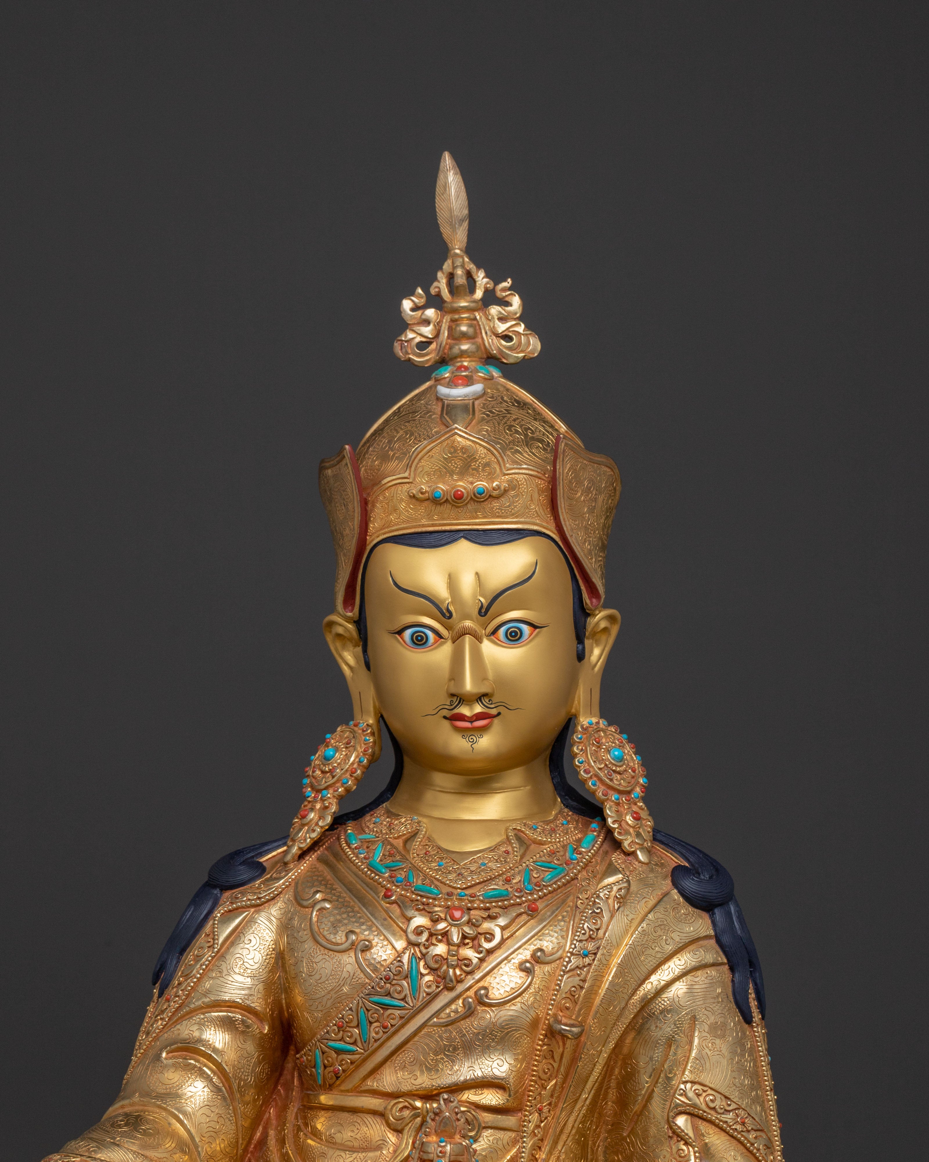 A Majestic Guru Rinpoche Handcrafted Statue