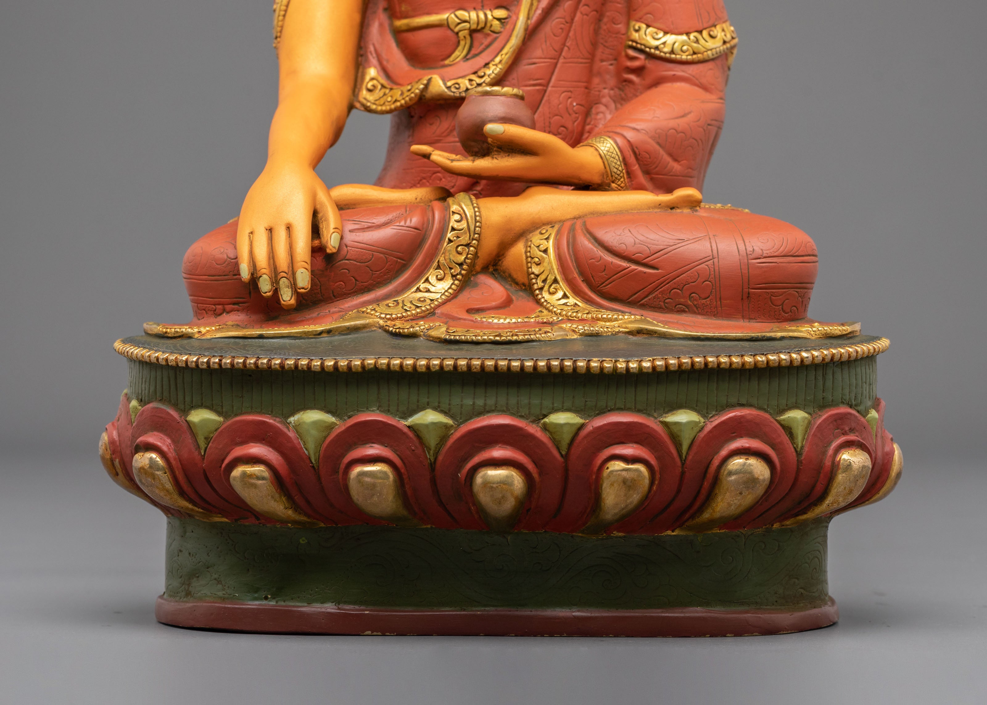 Crown Shakyamuni Buddha Figurine | 24K Gold Coated Statue