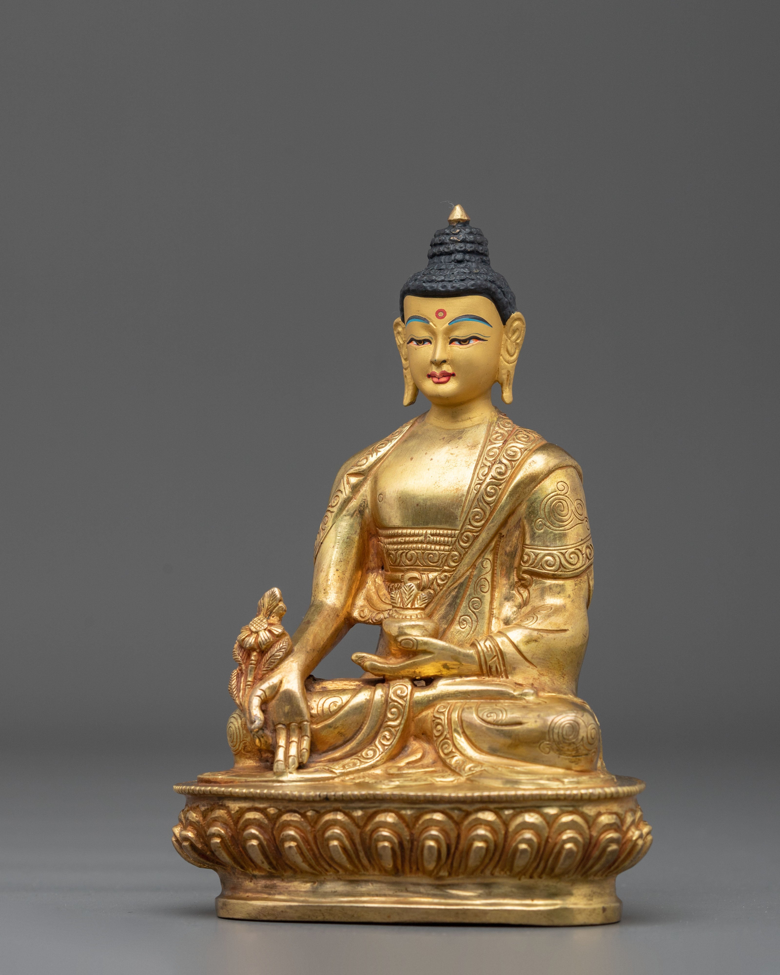 Medicine Buddha Statue | 24K Gold Gilded Healing Buddha Figurine