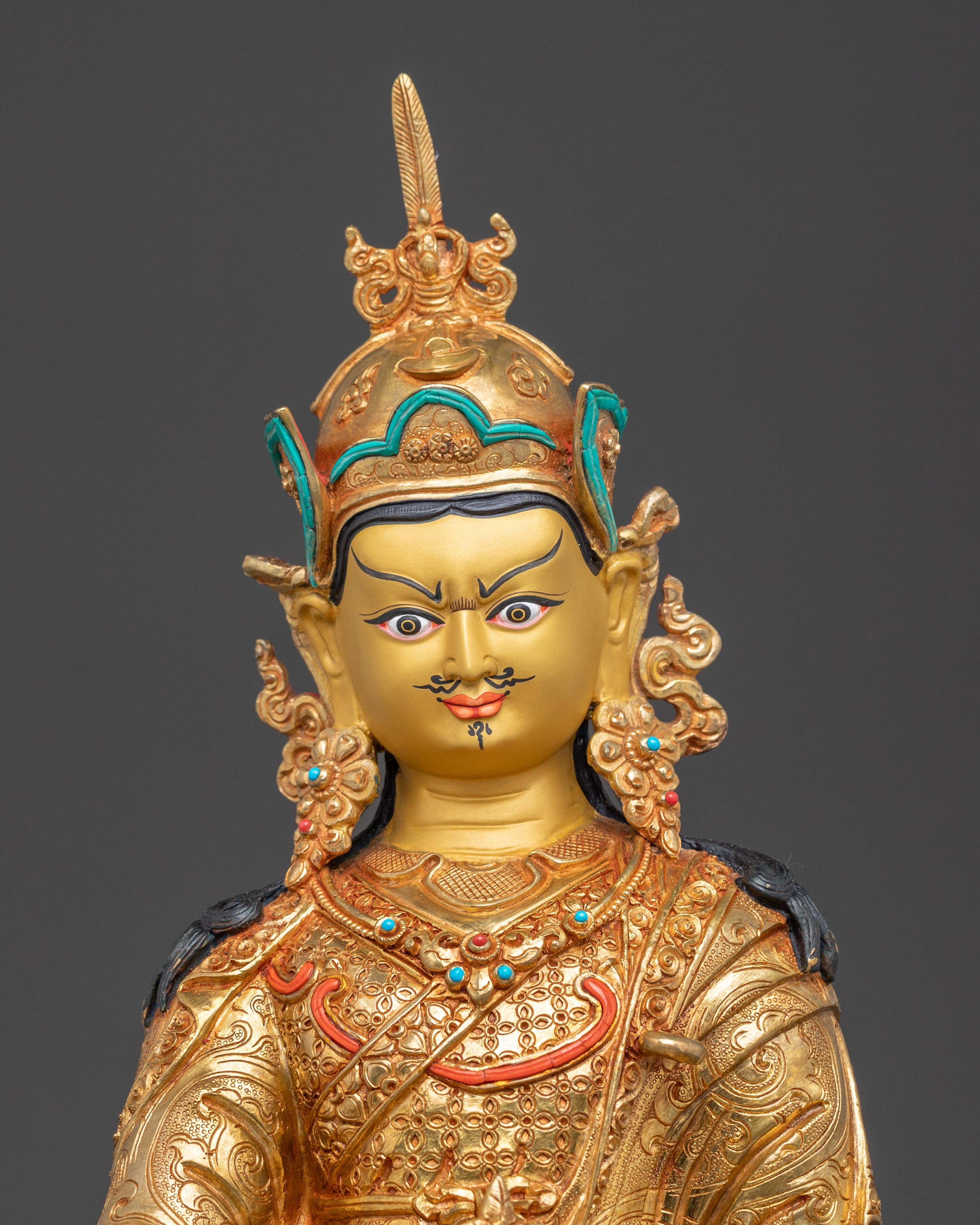Handmade Golden Guru Rinpoche Statue | Precious Guru Padmasambhava
