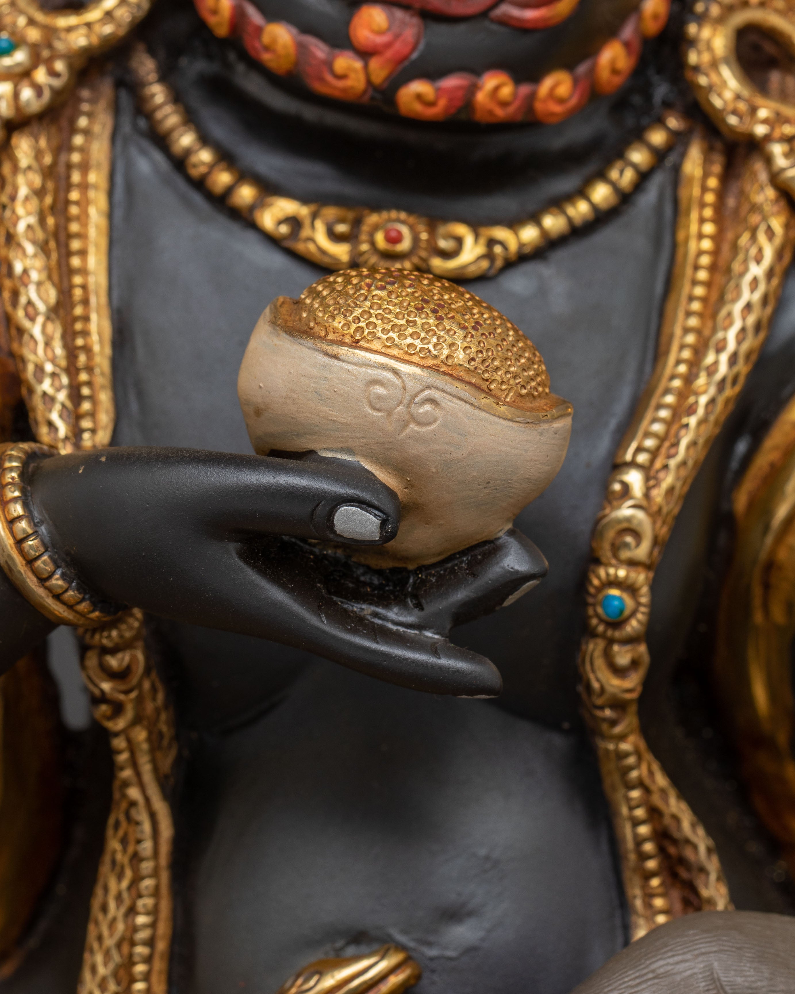 Black Dzambhala Prosperity Statue | Exquisite Gilded Copper Art