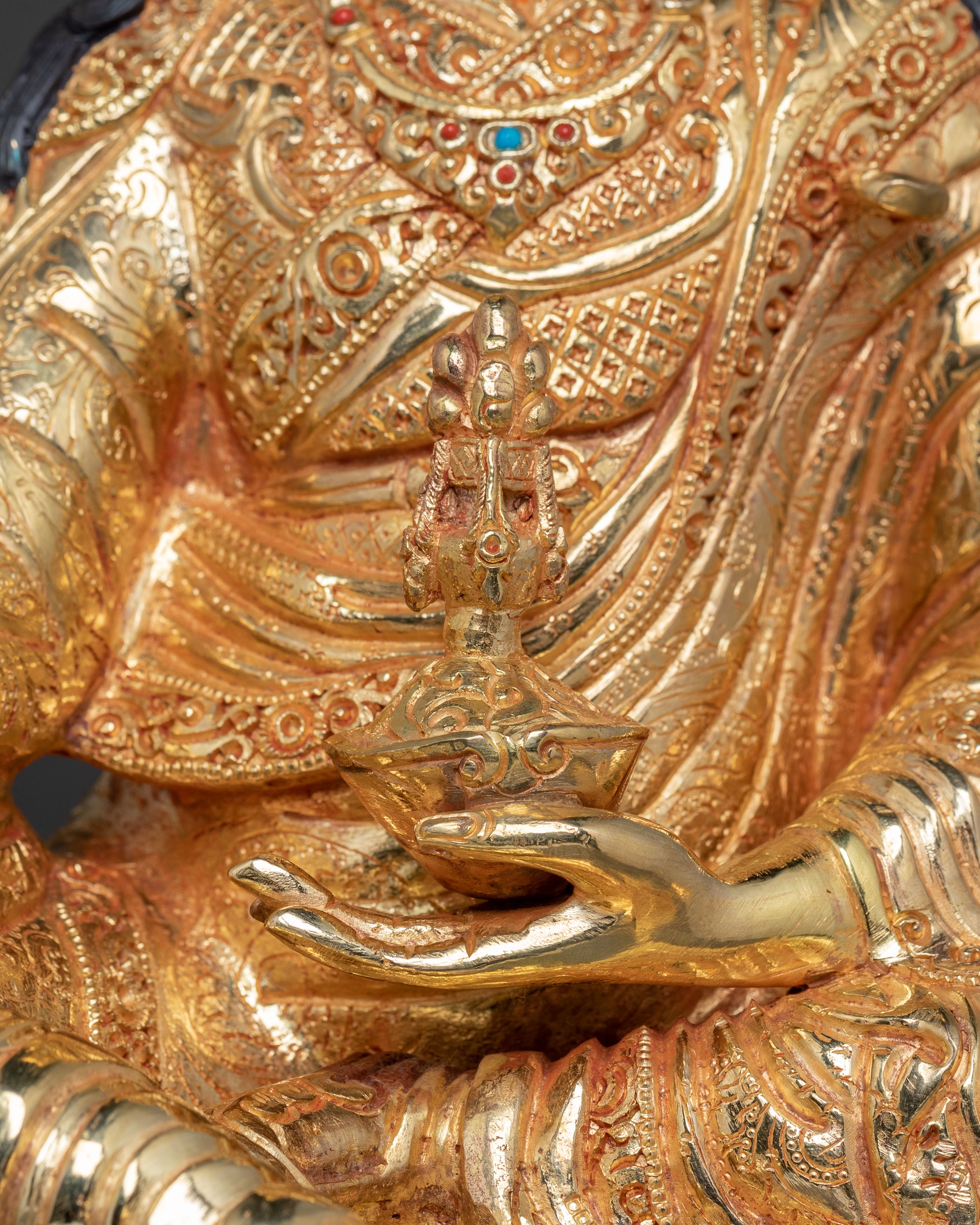 Handmade Guru Rinpoche Golden Statue | Meditation & Blessings