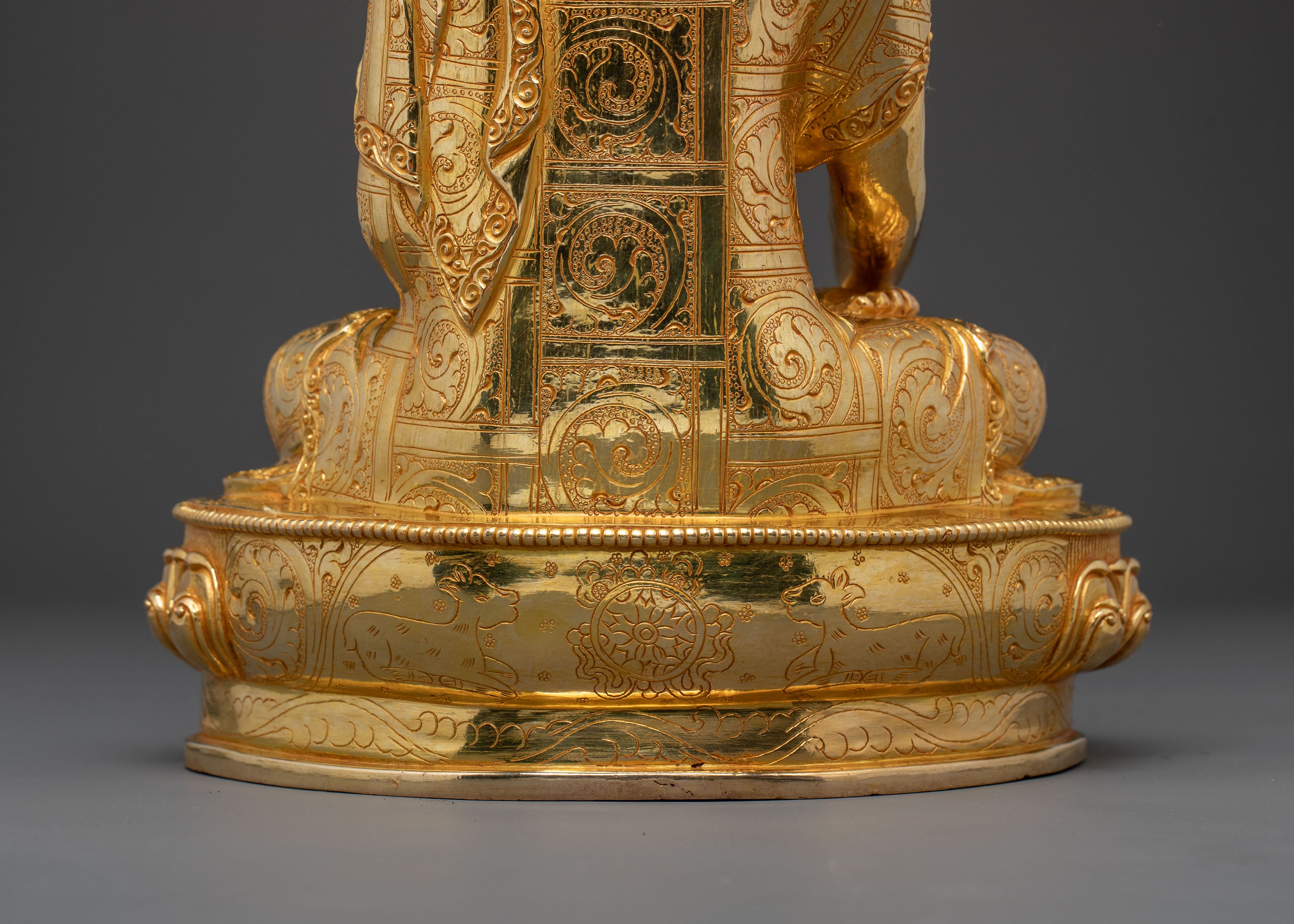 Serene 24K Gold Gilded Meditation Buddha Shakyamuni Sculpture