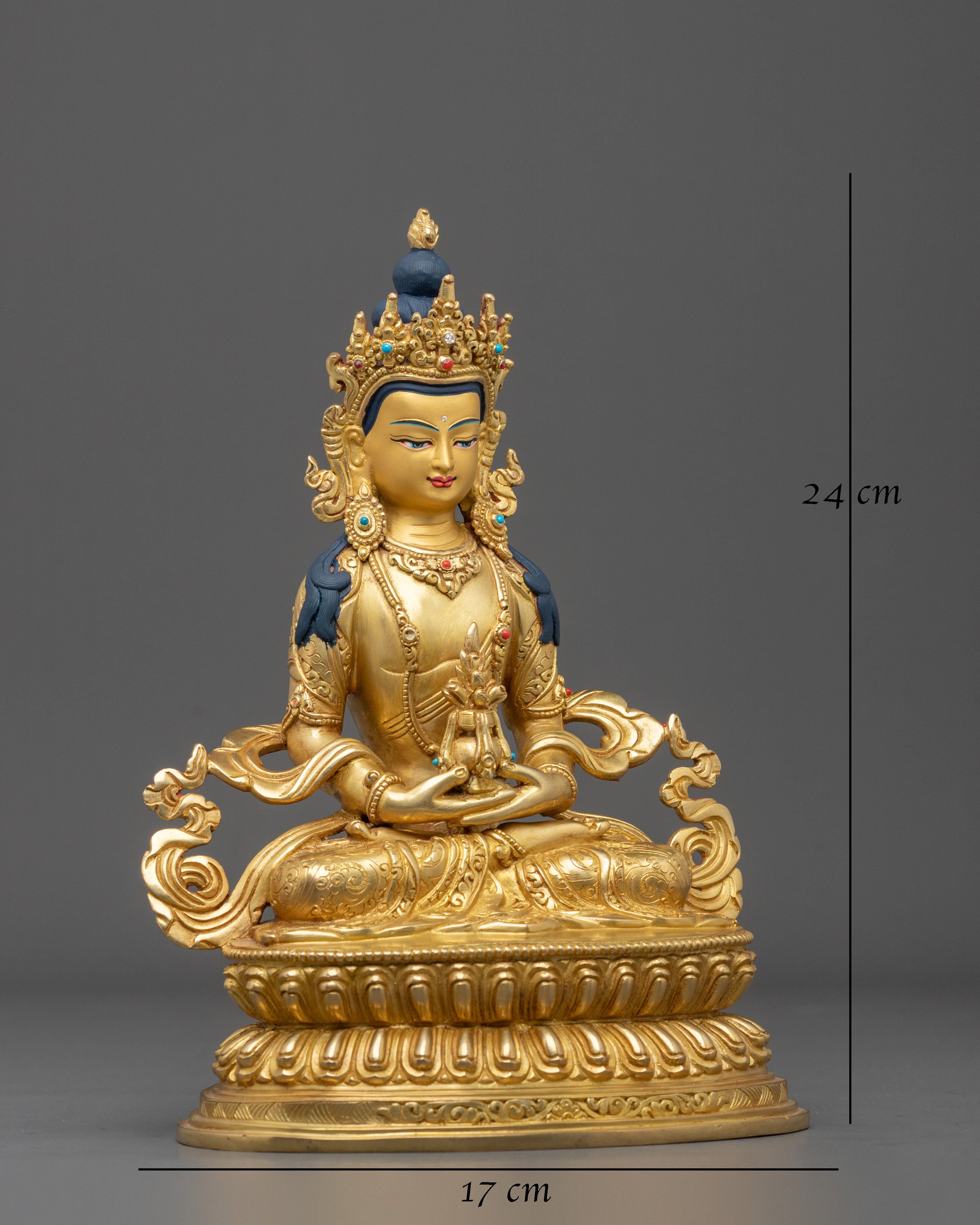 Amitayus Spiritual Figurine | 24K Gold Gilded Sacred Art