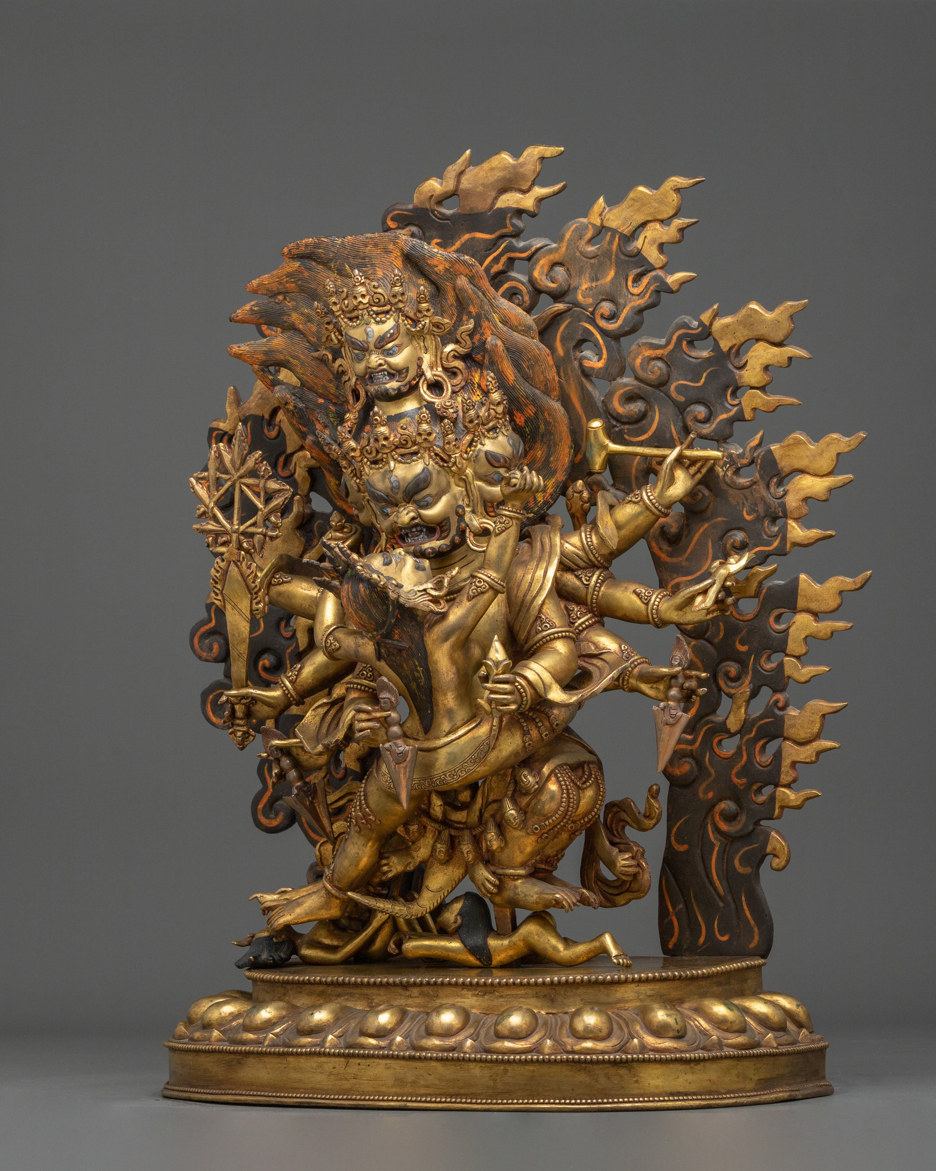 Fierce Heyagriva: 24K Gold Gilded Copper Statue