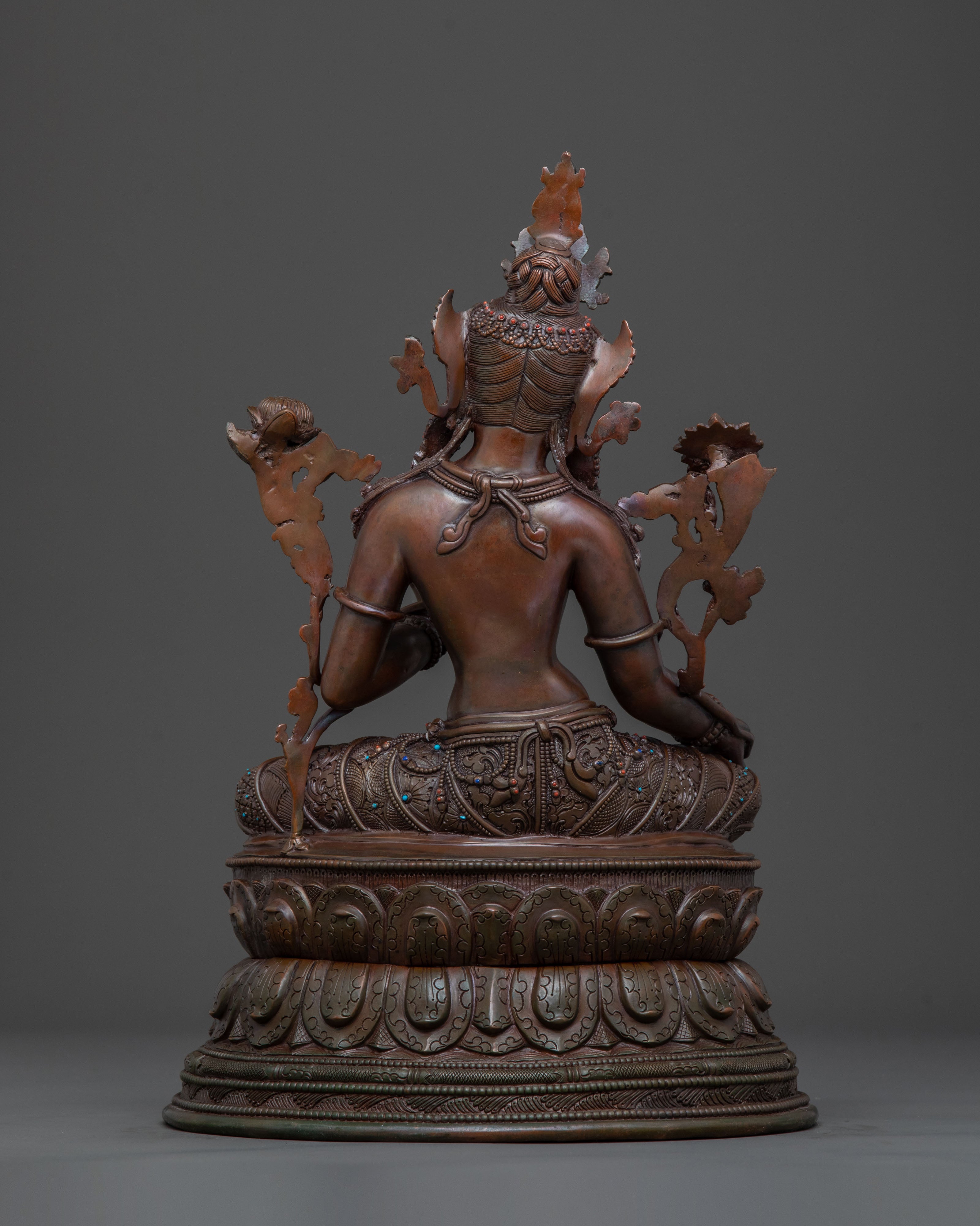 Mother Green Tara Oxidized Copper Statue