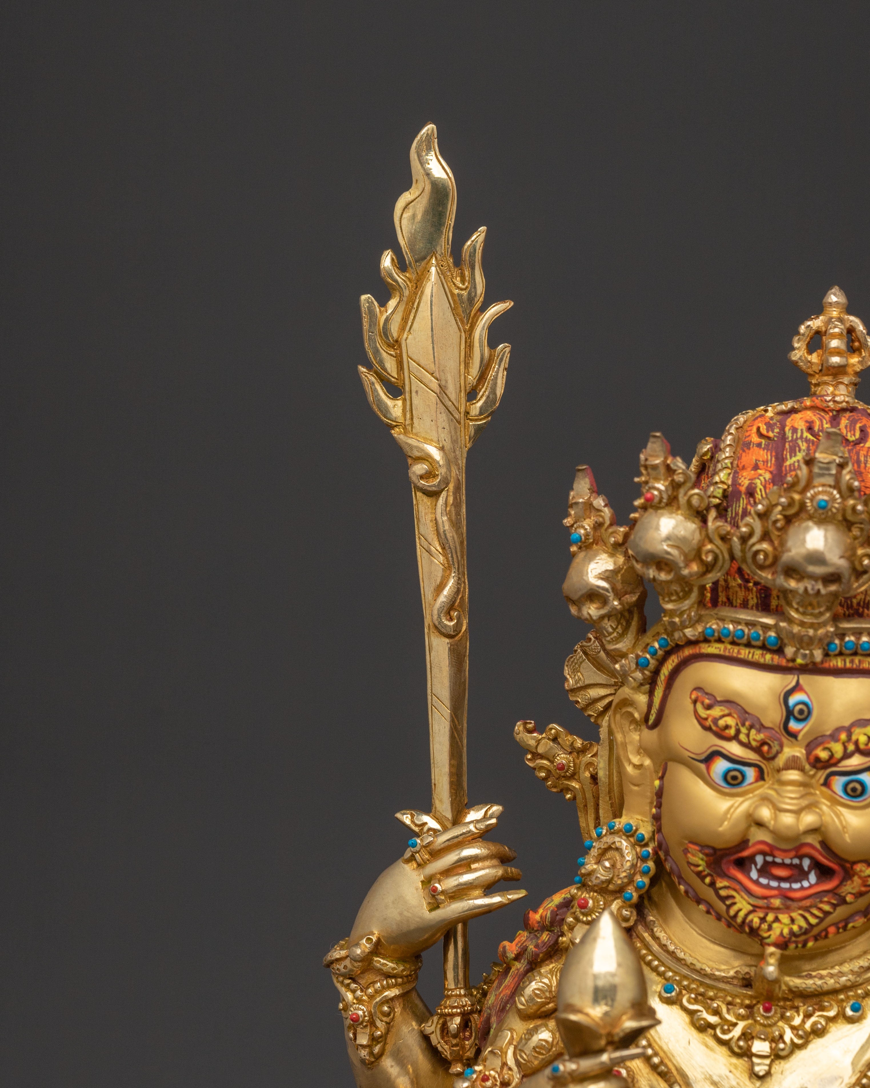 Chaturbhuja Mahakala Statue with Consort | Sacred Figurine