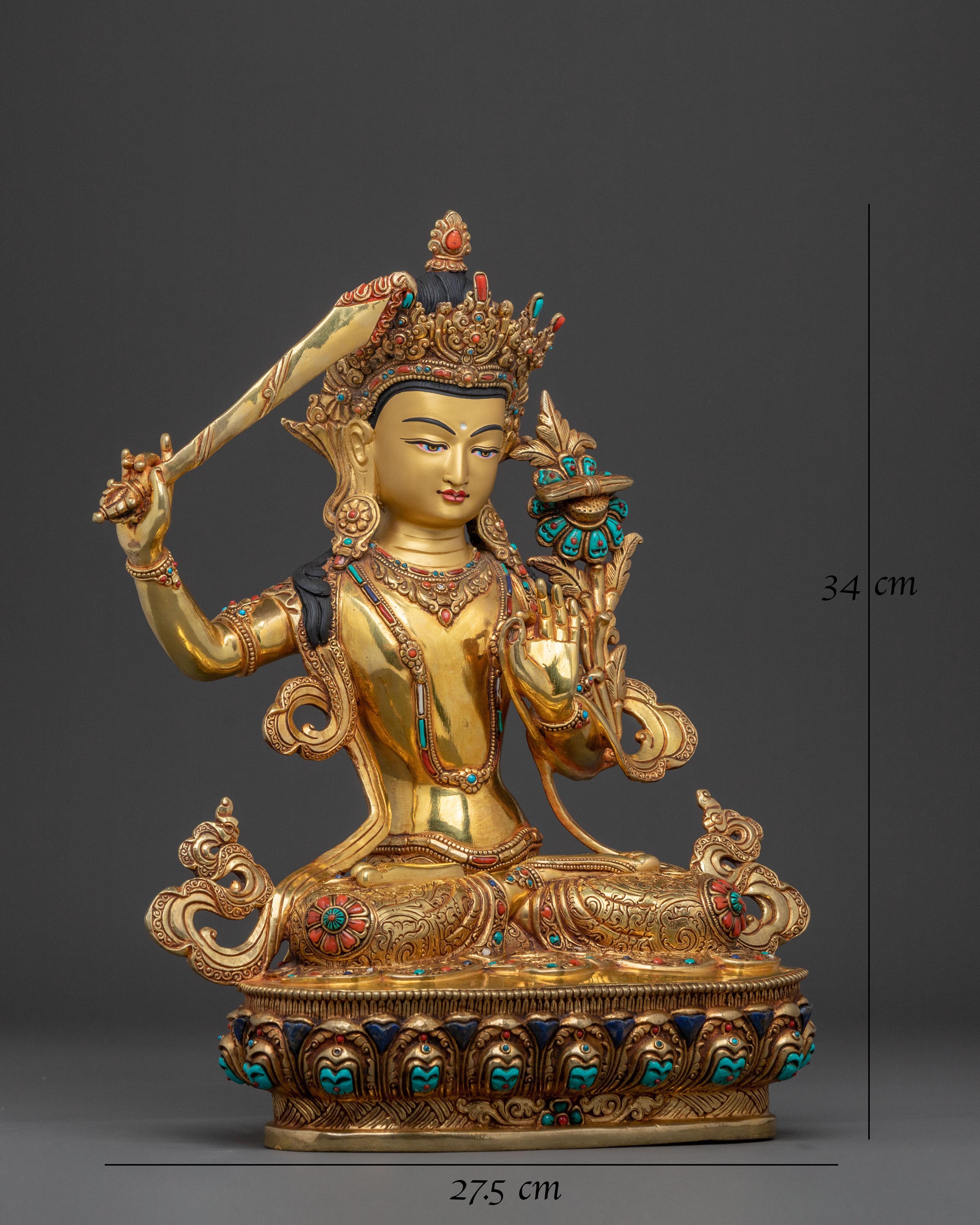 Manjushri Golden Figurine | Made In Nepal