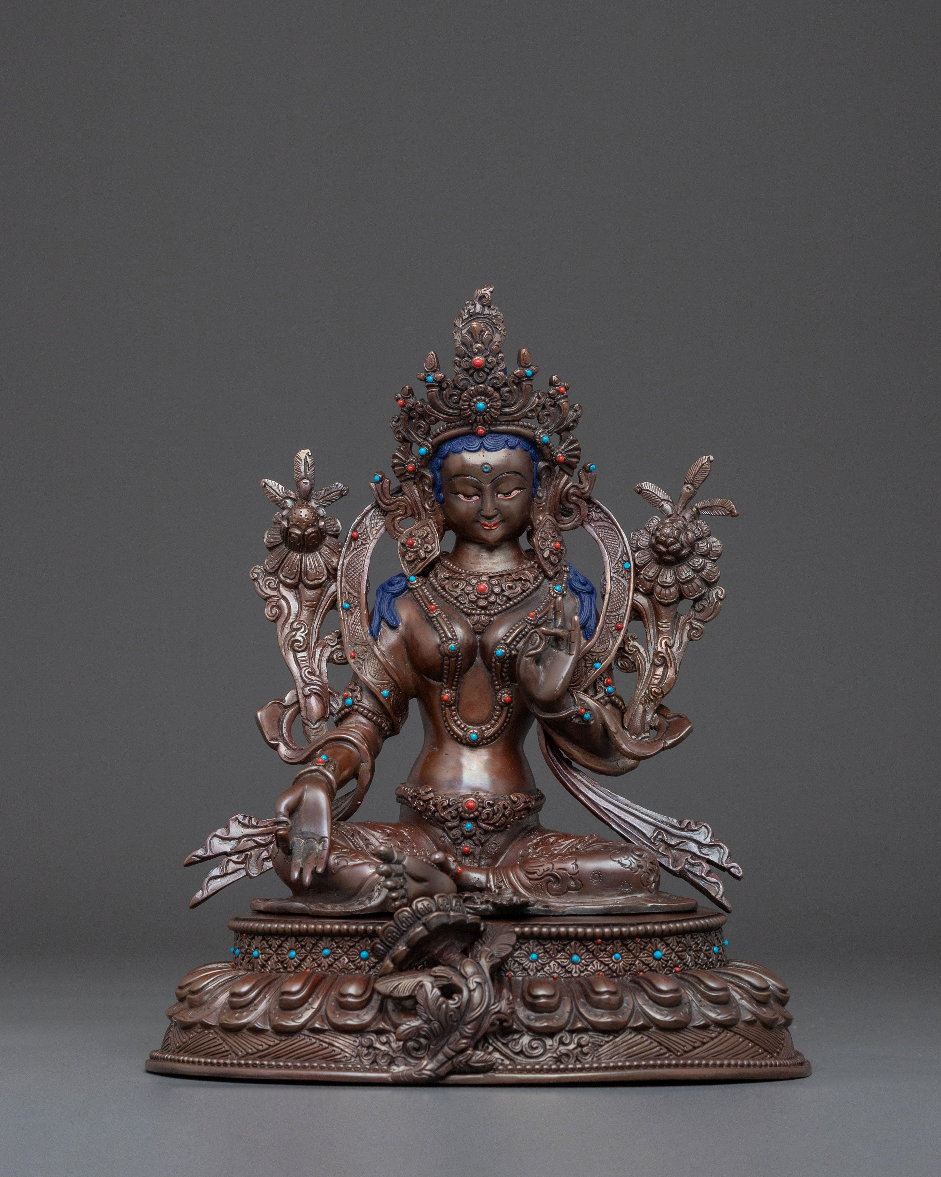 Green Tara Sacred Goddess Figurine | Tibetan Meditation Art