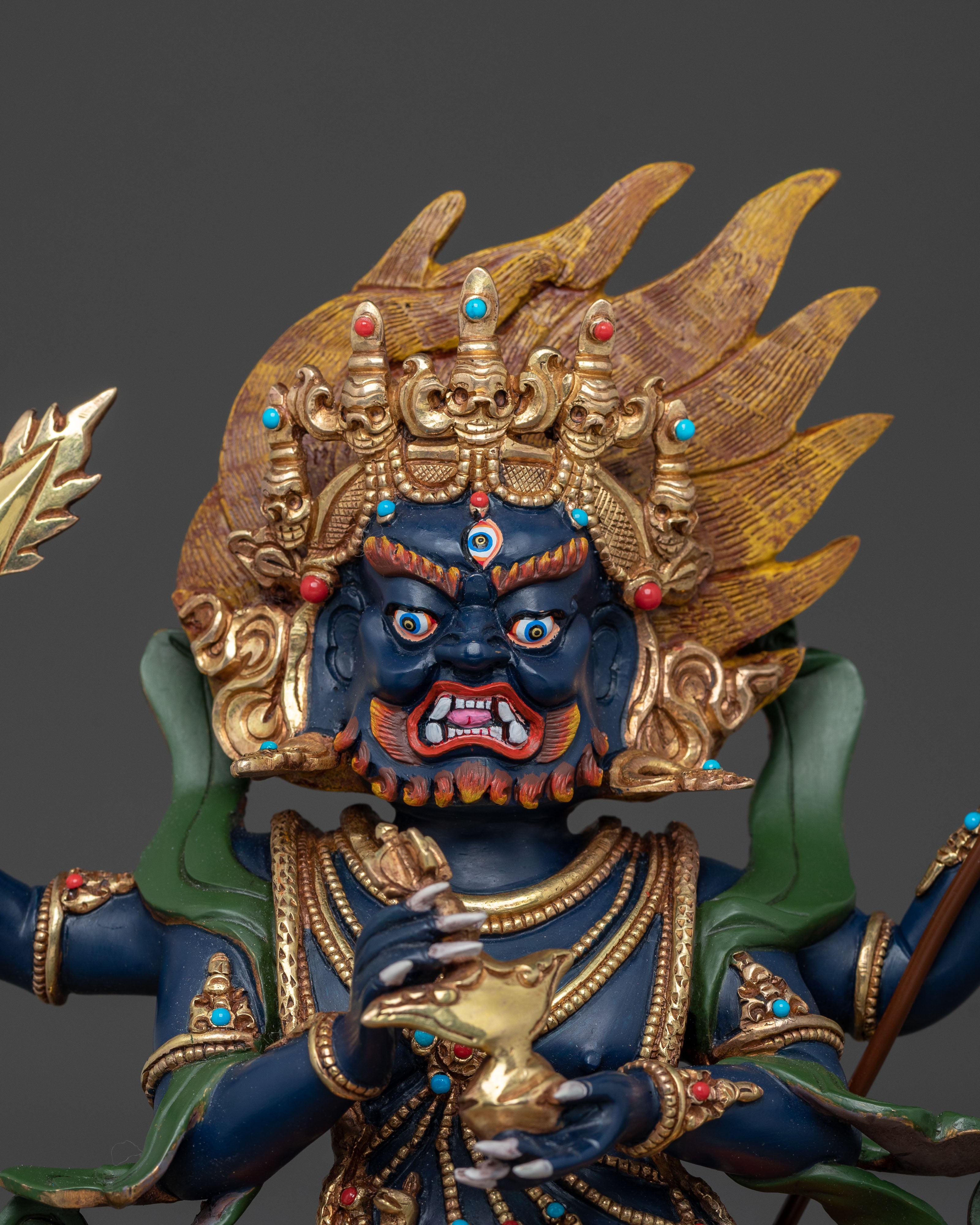 Four Armed Mahakala Sculpture | Protector Deity